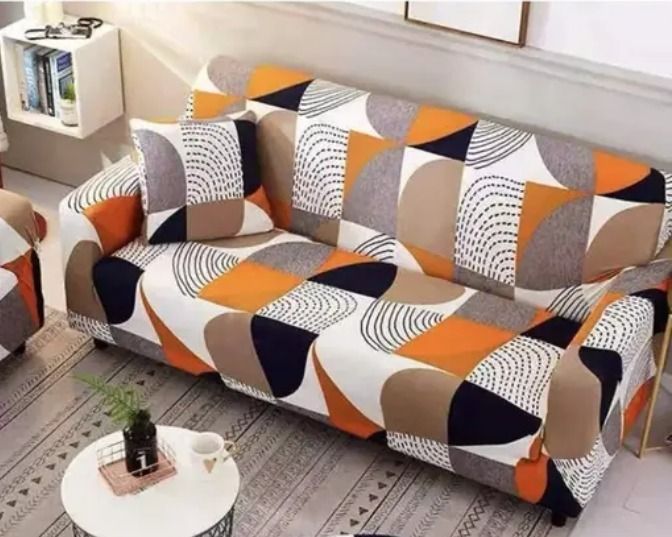 Cotton 3 Seater Sofa Checkered Cover-image-31