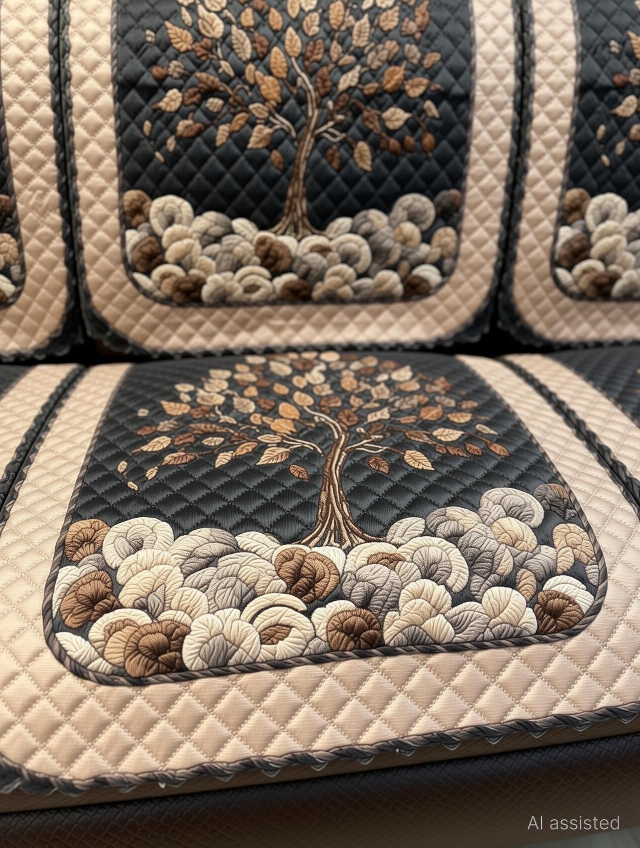 a.m.decor Velvet 3+1+1 Seater Sofa Floral Cover-picture-20