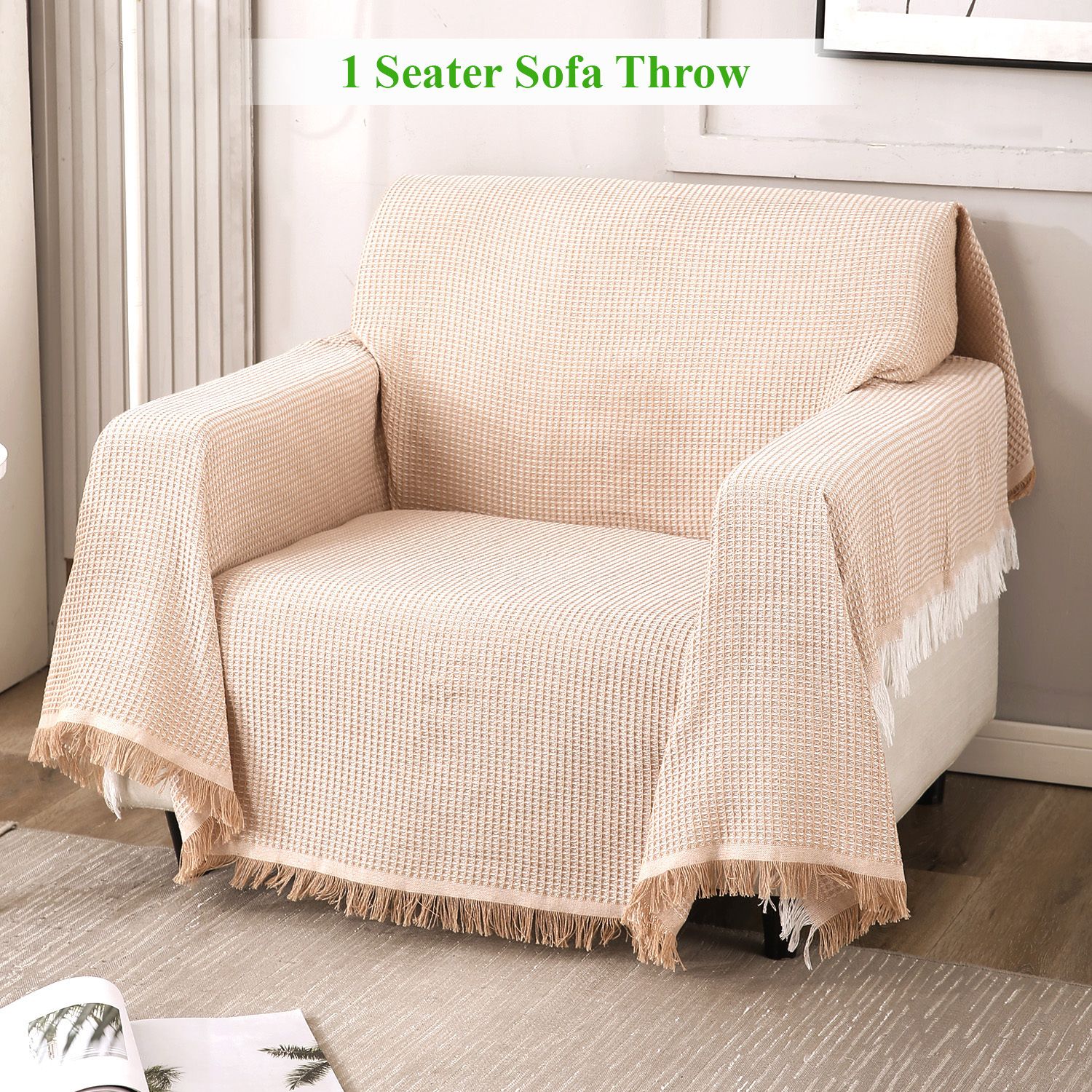 hokipo Polycotton 1 Seater Sofa Plain Cover-picture-1