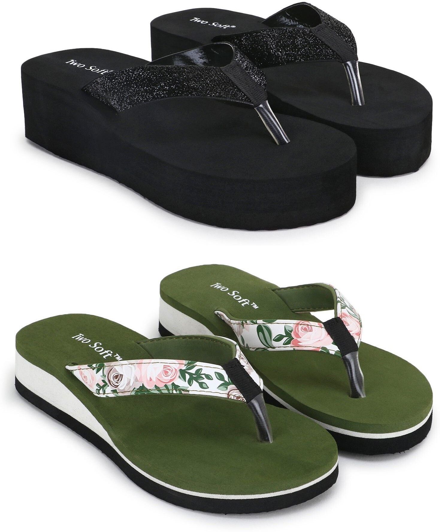 Pack Of 2 Combo Stylish Extra Comfort Lightweight Dailywear Used Women Slippers-image-15