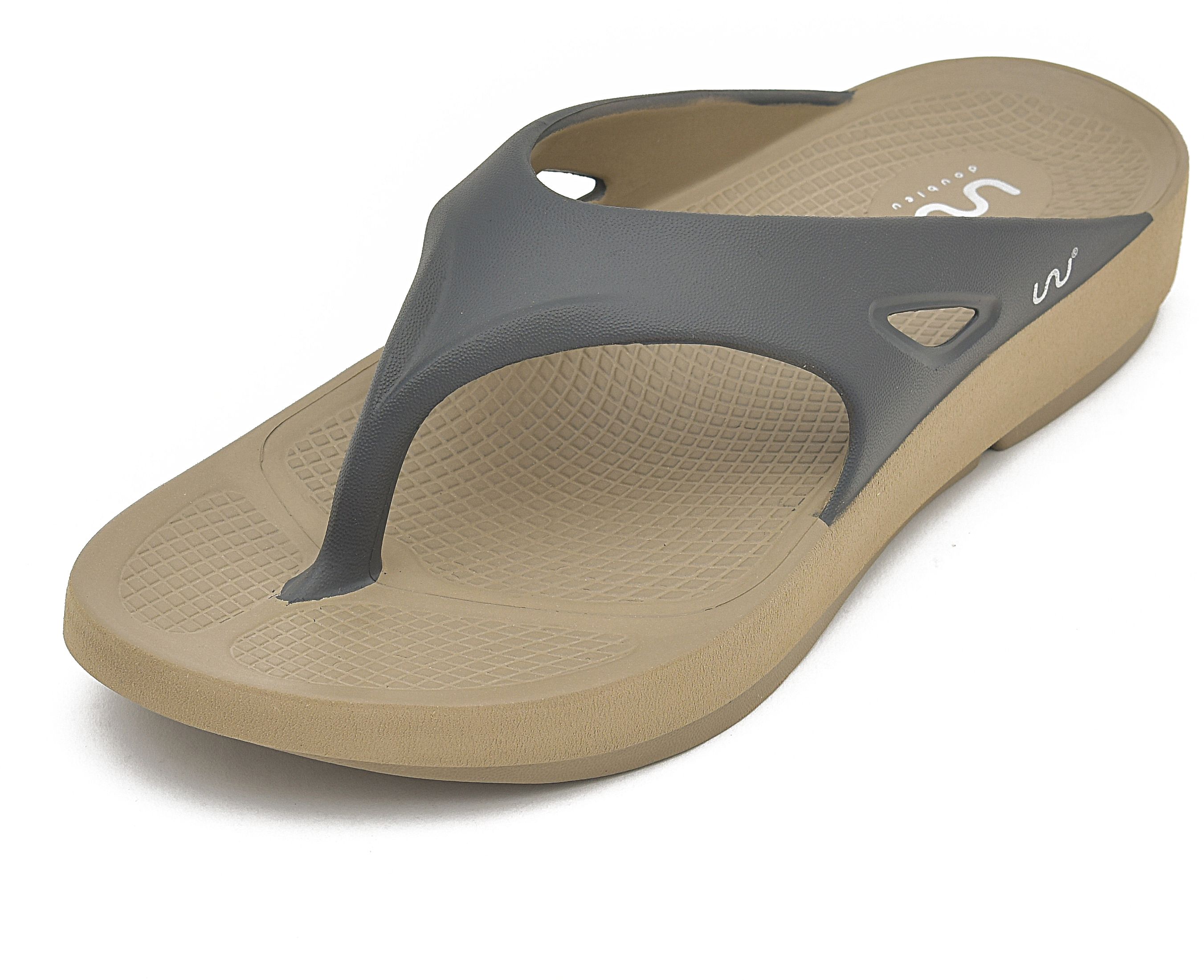 doubleu Men Clasic V Shape Khaki+Grey Men Flip Flops-picture-12