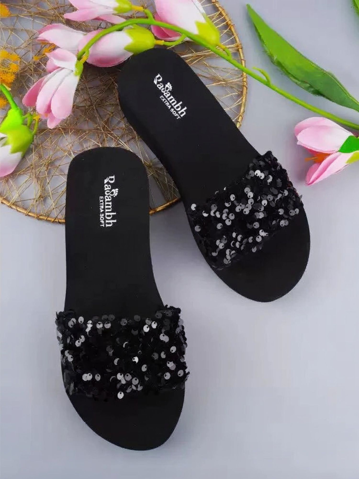 rasambh Comfortable Stylish and Trending Sequined Flip Flops sliders For Women Women Slides-picture-15
