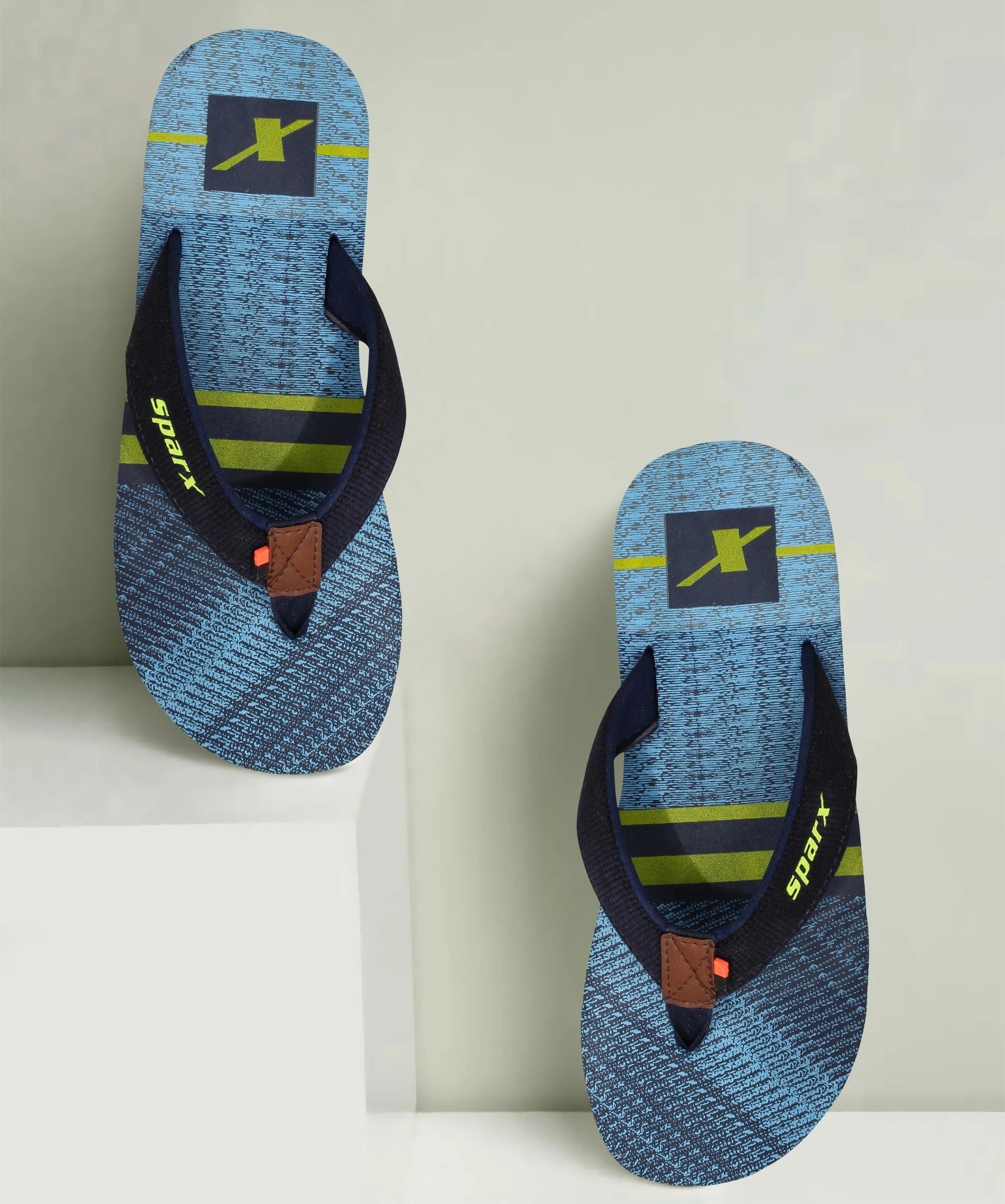 Men SFG-49 Navy Blue Fluorescent Green Men Flip Flops-image-6