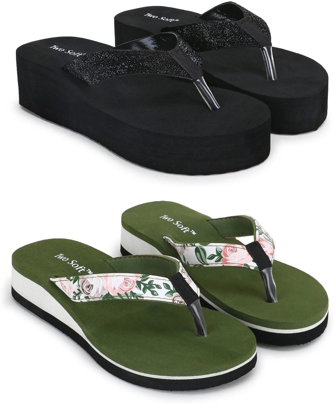 Pack Of 2 Combo Stylish Extra Comfort Lightweight Dailywear Used Women Slippers