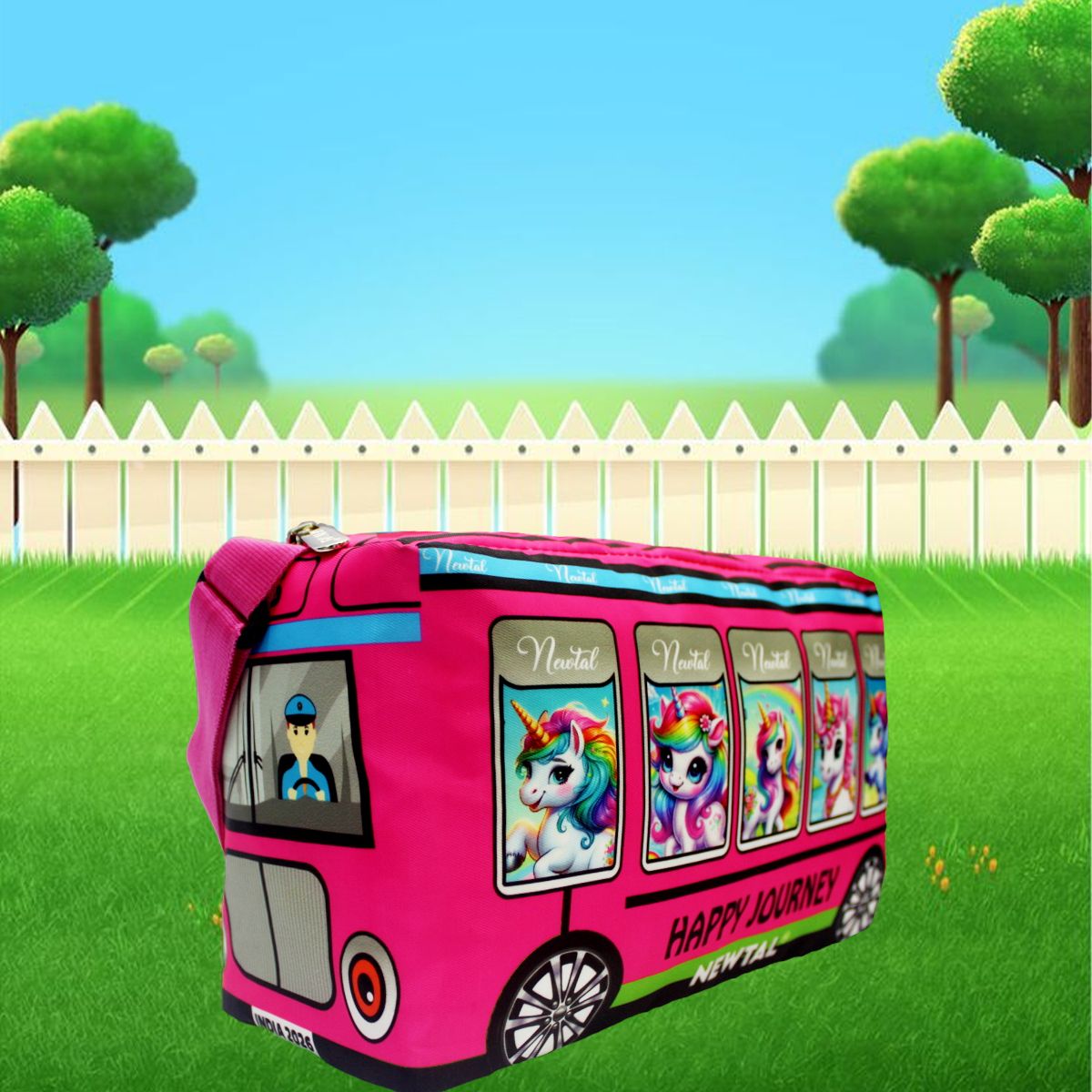 Children's Black Printed Design Travel Bag - Happy Journey Small Travel Bag - Small