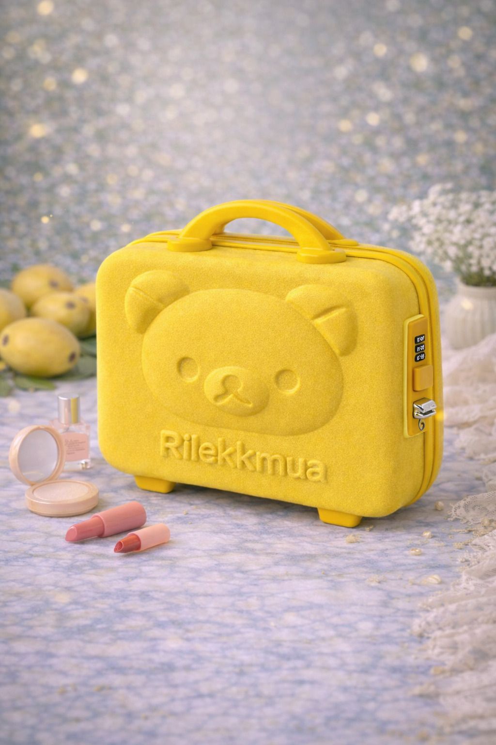 Hard-Shell Teddy Vanity/ Kids Travel Case- Waterproof & Compact (31×15×5 cm) Small Travel Bag - Small