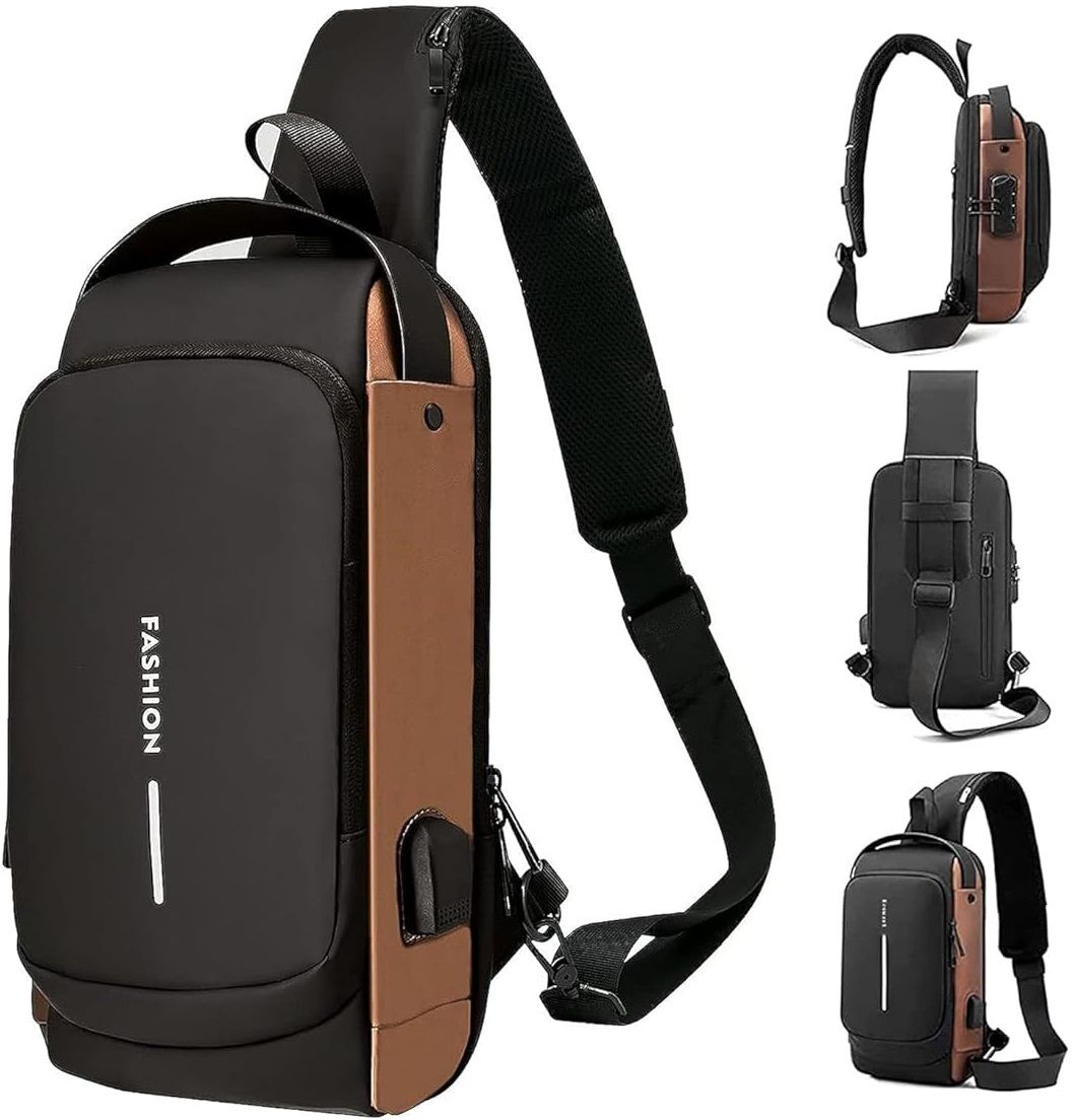 Random Colour Slim Corssbody Sling Chest Backpack Men's Shoulder Bag Small Travel Bag - Small-image-32