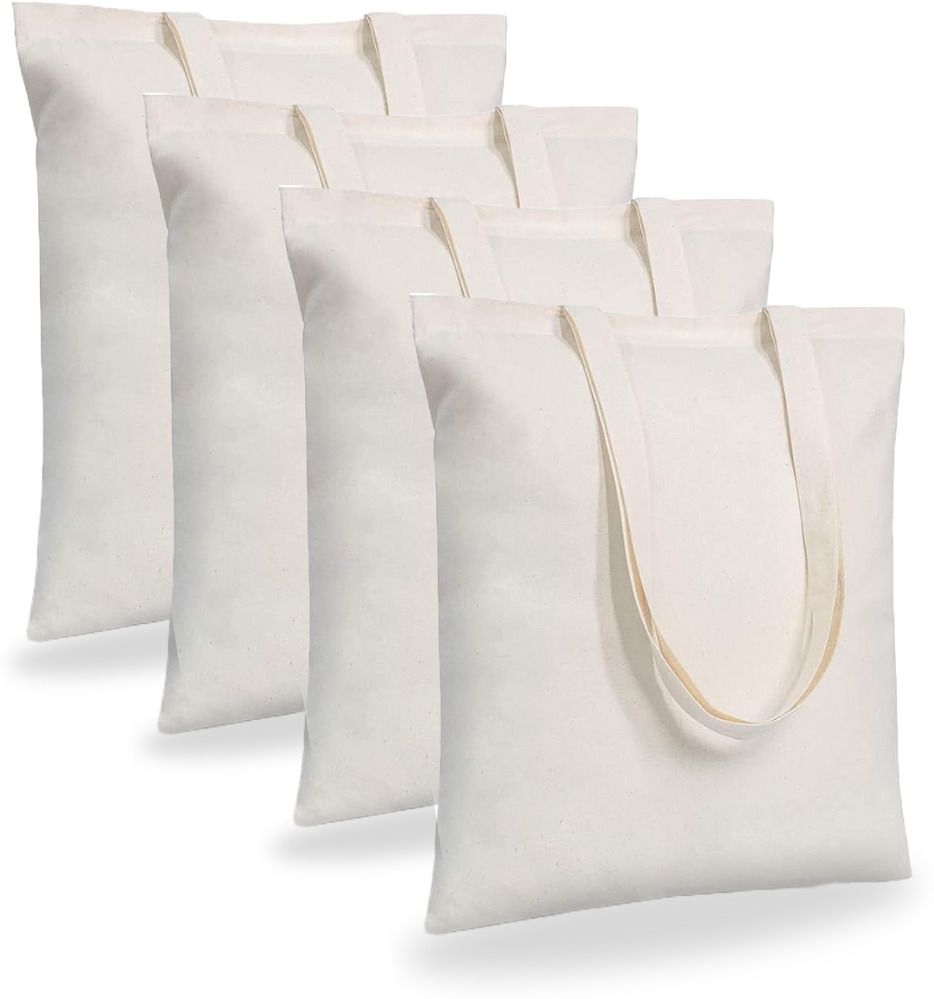 MAINDAIS Cotton Tote Shopping Bags With Extra Strong 12’’ Handle (Pack Of 4)-image-34