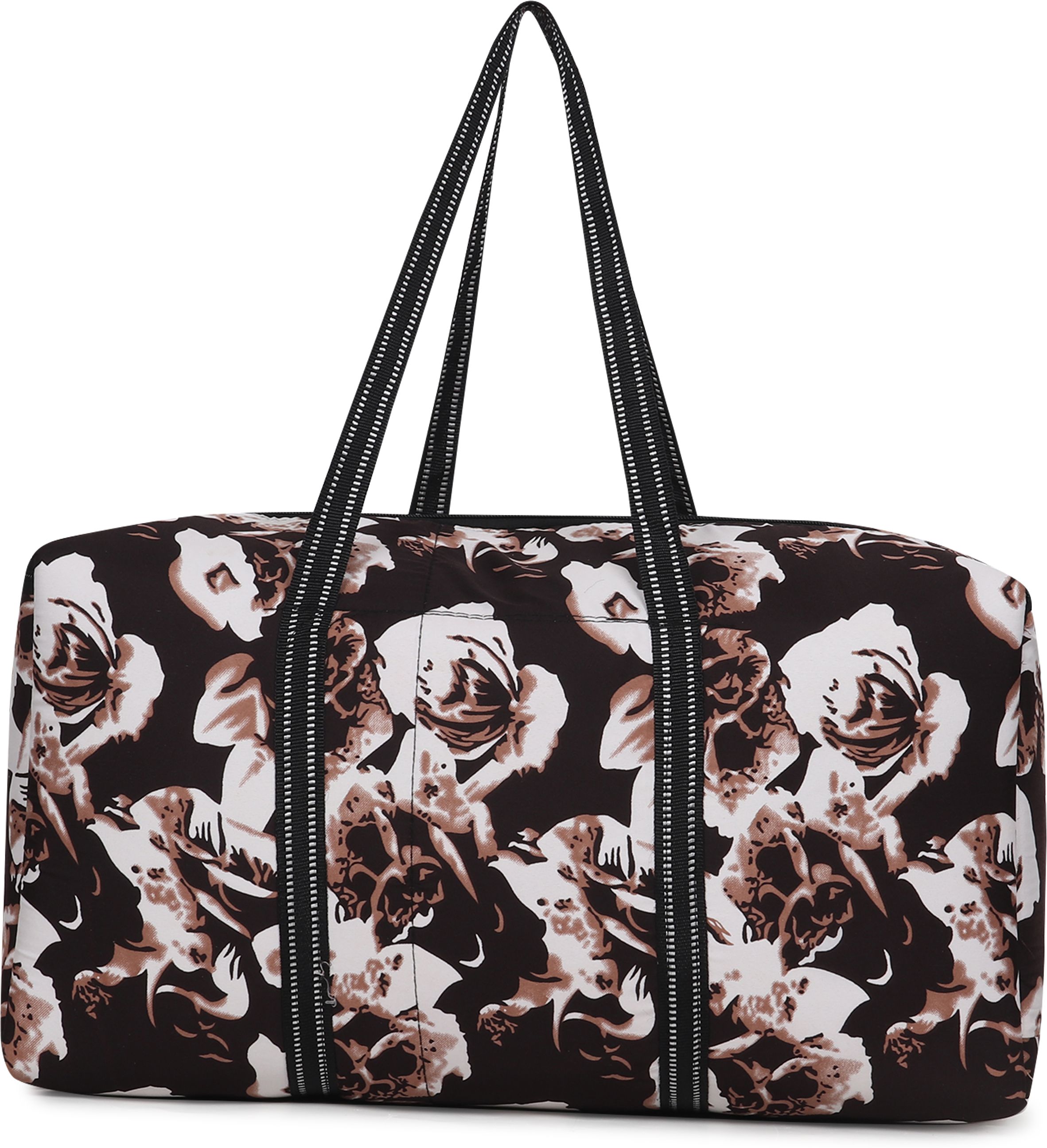 10 L Hand Duffel Bag - Brown Flower Girls Woman Travel Duffles Bag - Brown, White - Regular Capacity-image-31