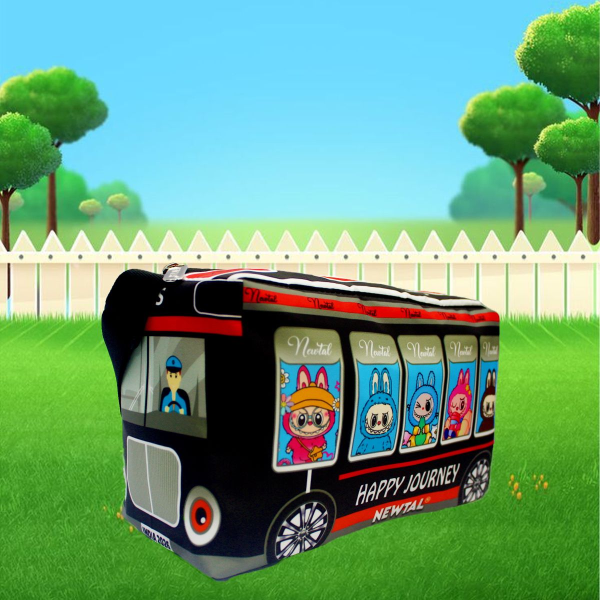 Children's Black Printed Design Travel Bag - Happy Journey Small Travel Bag - Small