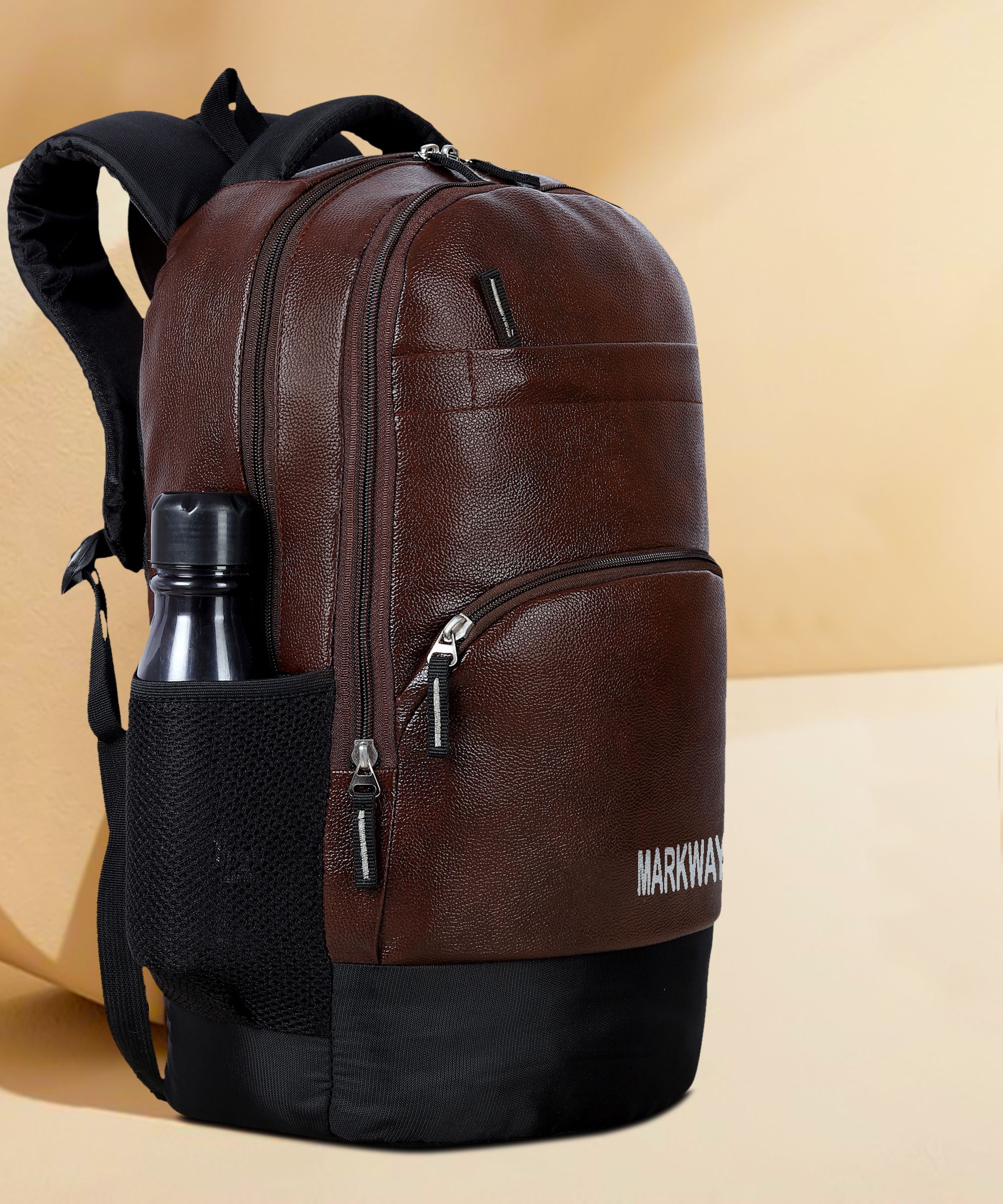 Large 35 L Laptop Backpack Laptop Medium ANTI THEFT FAUX LEATHER (Black) Small Travel Bag