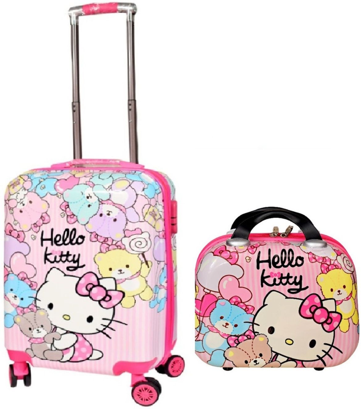 20 Inch Cute Kitty suitcase trolley bag with 14 Inches VANITY for boy's girl's Small Travel Bag - 20
