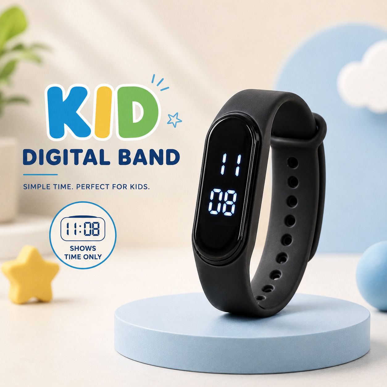 GlameurGirl Black Kids Digital LED Watch Band for Boys & Girls-image-47