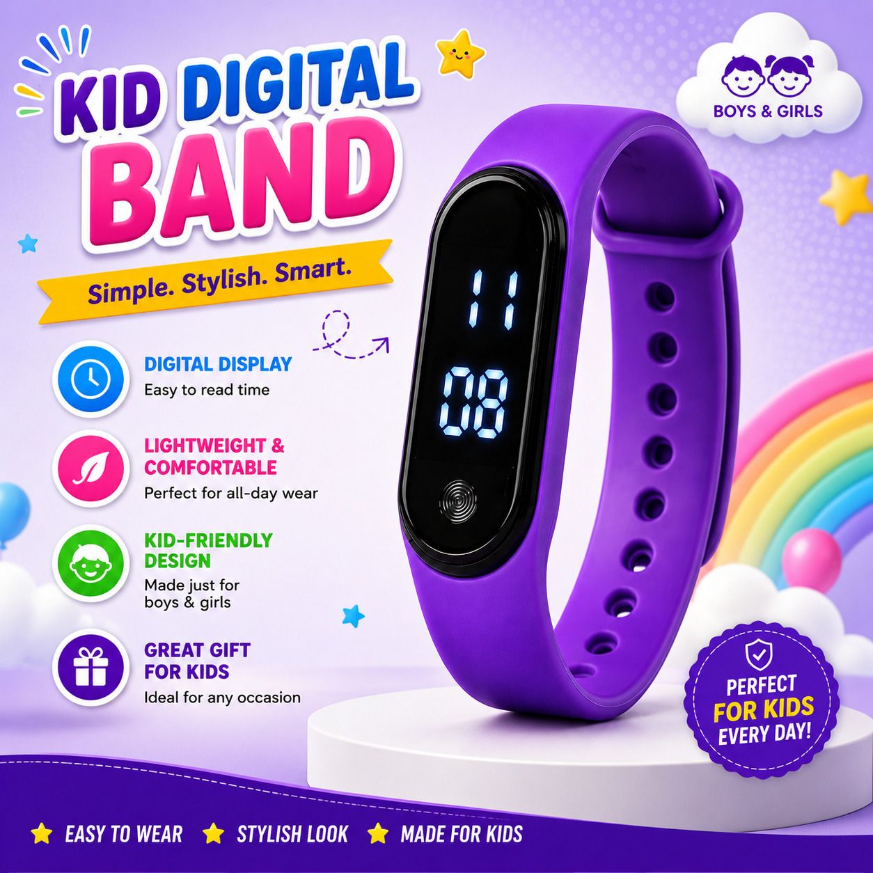 GlameurGirl Kids Digital LED Watch Band for Boys & Girls-picture-19