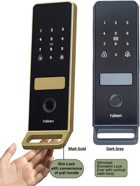 HAKEN SYSTEMS LLP HDLE-COUPE Digital Rim Door Lock Pull Handle 5-Way Access Fingerprint PIN RFID Matt Gold Smart Door Lock-image-28
