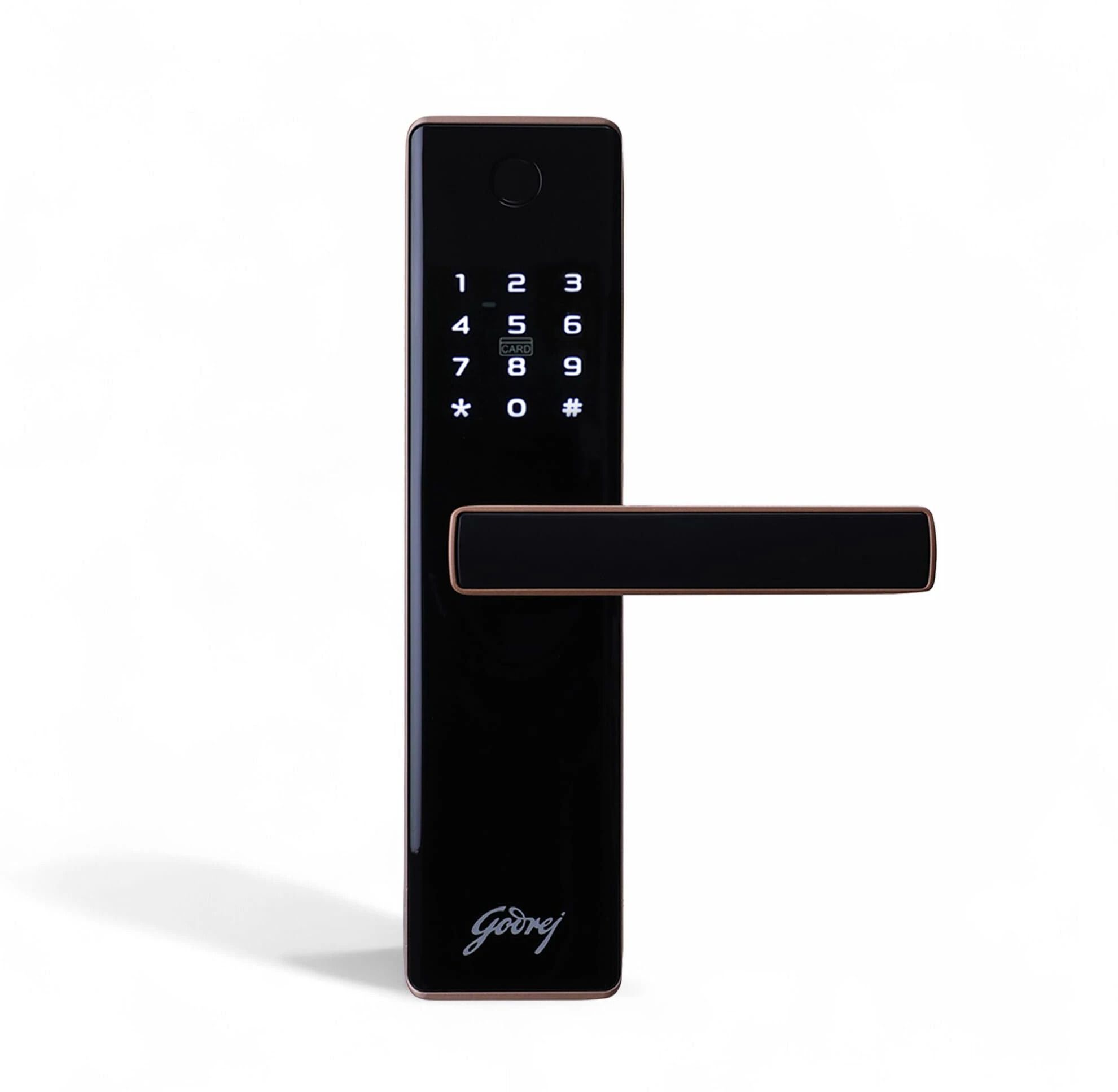 Godrej Locks Godrej Digital Lock | Catus Advantage | Smart Lock for Wooden Door | 4 in 1 Access | Fingerprint | RFID | PIN Access | Mechanical Key | Matte Black Finish | 3 Year Warranty Smart Door Lock