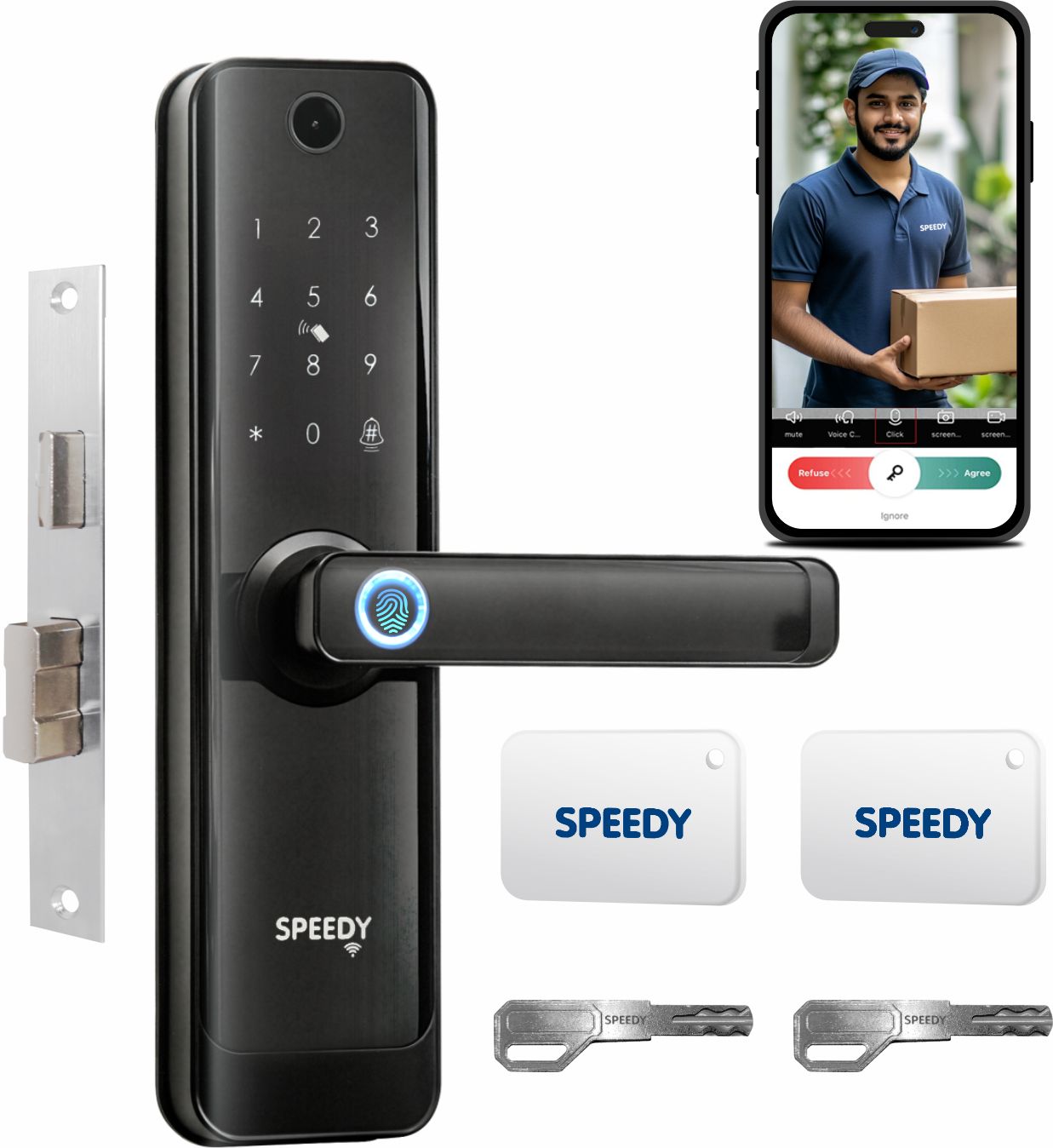SPEEDY Smart Wi-Fi Door Lock with Built-in Camera | Mobile App, Fingerprint, PIN, RFID Card & Manual Key | Free Installation Smart Door Lock-picture-15