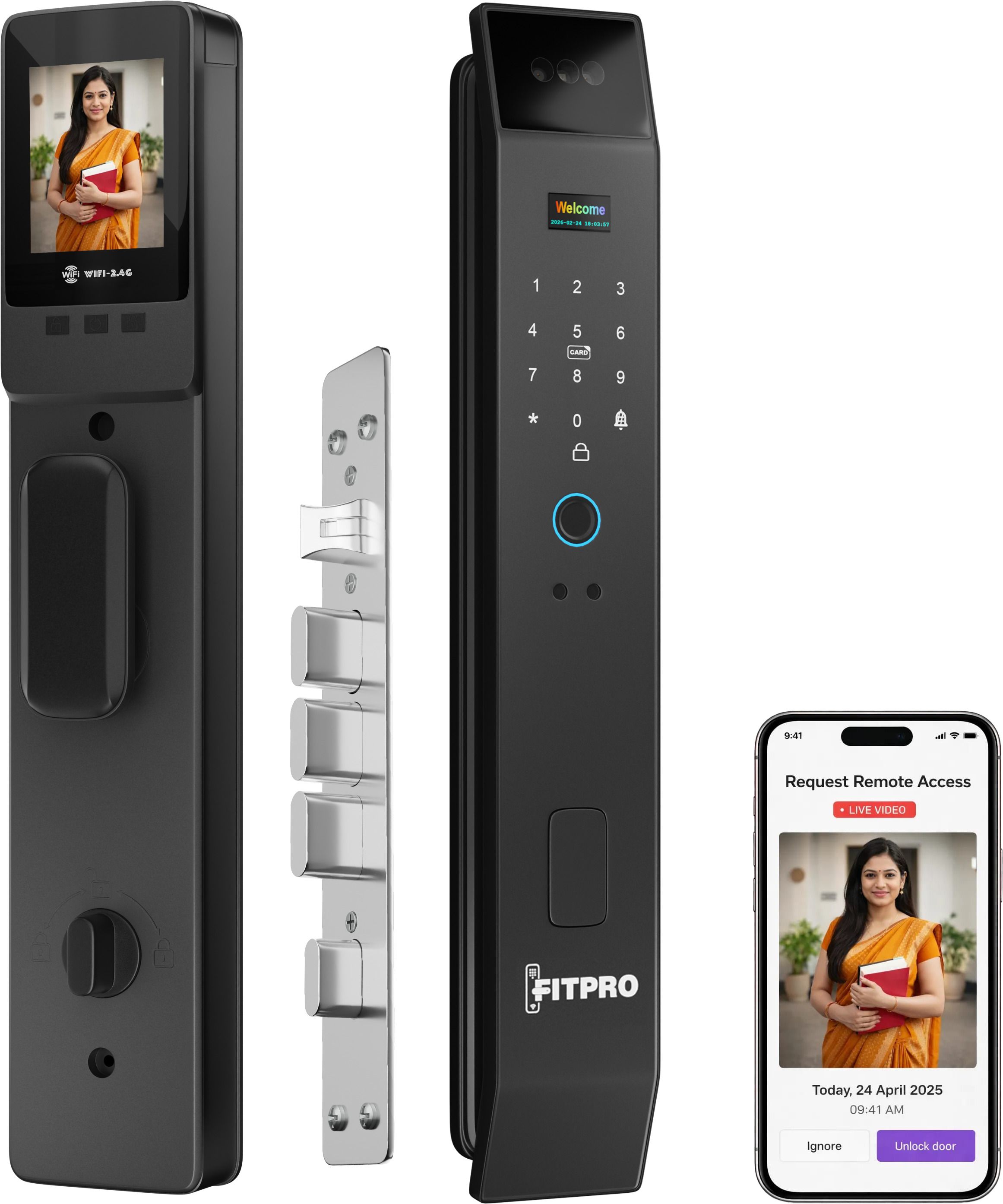 Fitpro Vision Guard Video Smart Door Lock 3D Face Fingerprint WiFi RFID PIN Key Smart Door Lock-picture-10