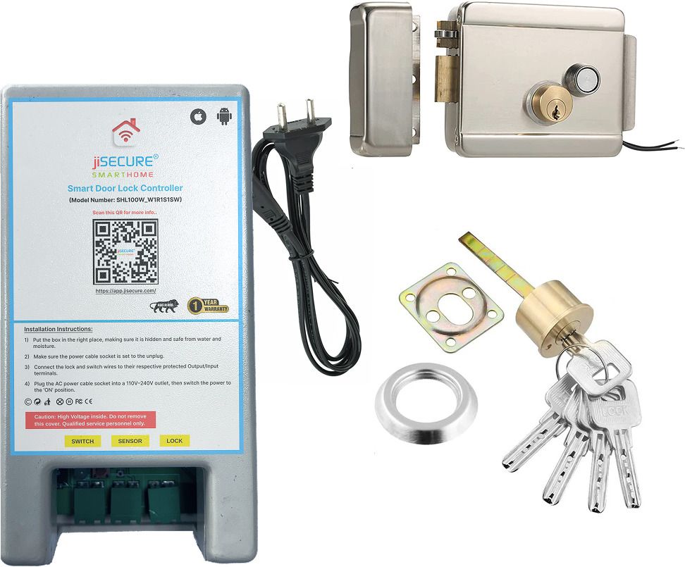 jiSECURE Smart Door Lock Controller With Electronic Lock | WiFi & Bluetooth | App Control Smart Door Lock