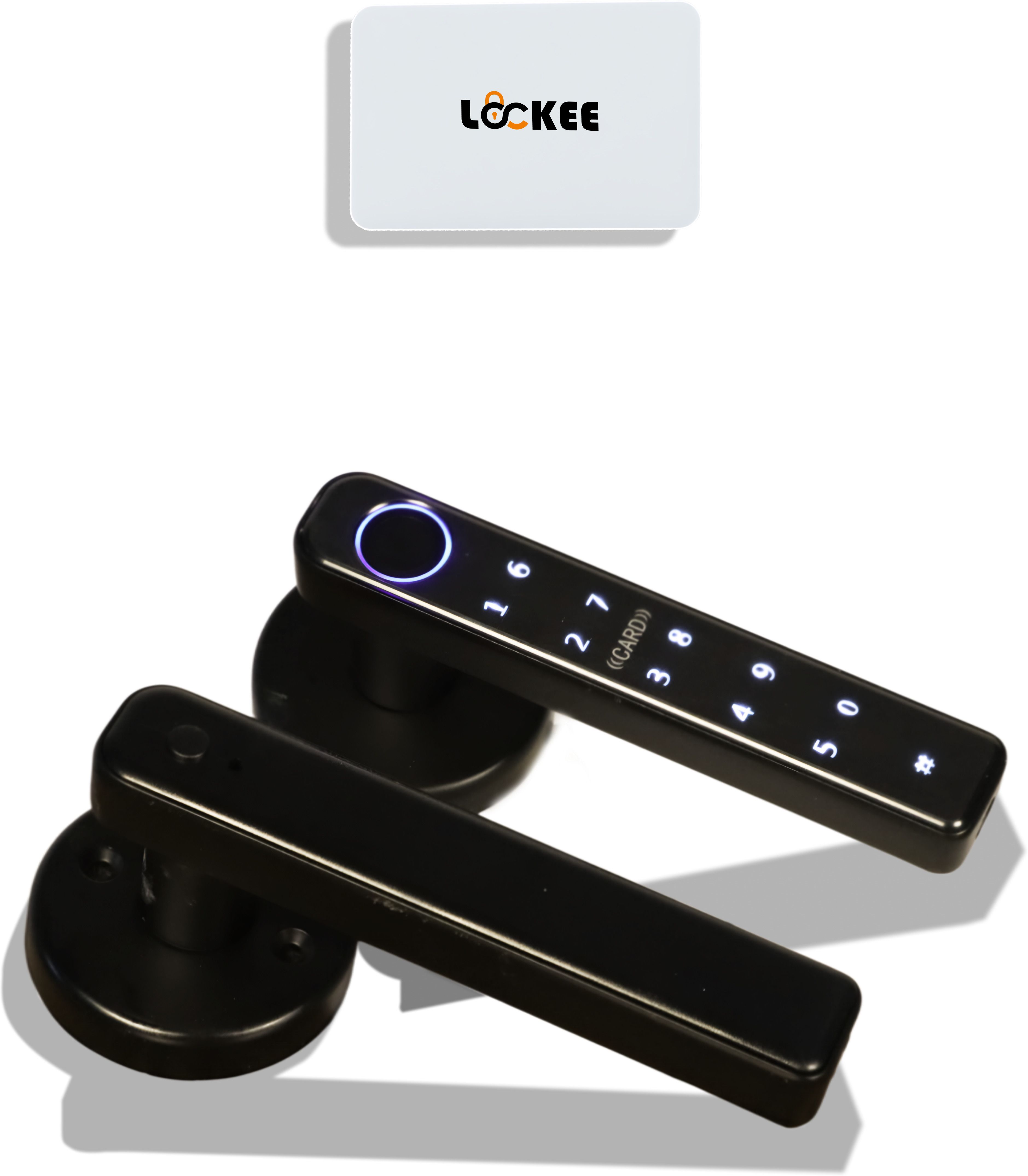 Lockee Lockee Metro Shield LCK-0020-WDN | 4-in-1 Smart Wooden Door Lock | Fingerprint Password App Mechanical Key | Bluetooth Remote Control Smart Door Lock