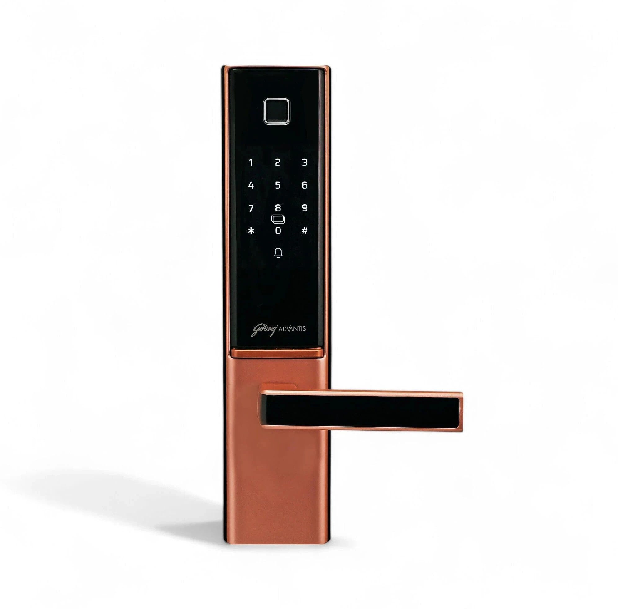 Godrej Locks Godrej Digital Lock I Advantis GSL D1 Lock for Main Door I 7 Access Mode IFingerprint|RFID|PIN Code|NFC|Bluetooth App I Mechanical Key I Wi-Fi ACS I VDP Compatible I Rose Gold Finish | 3Yrs Warranty Smart Door Lock