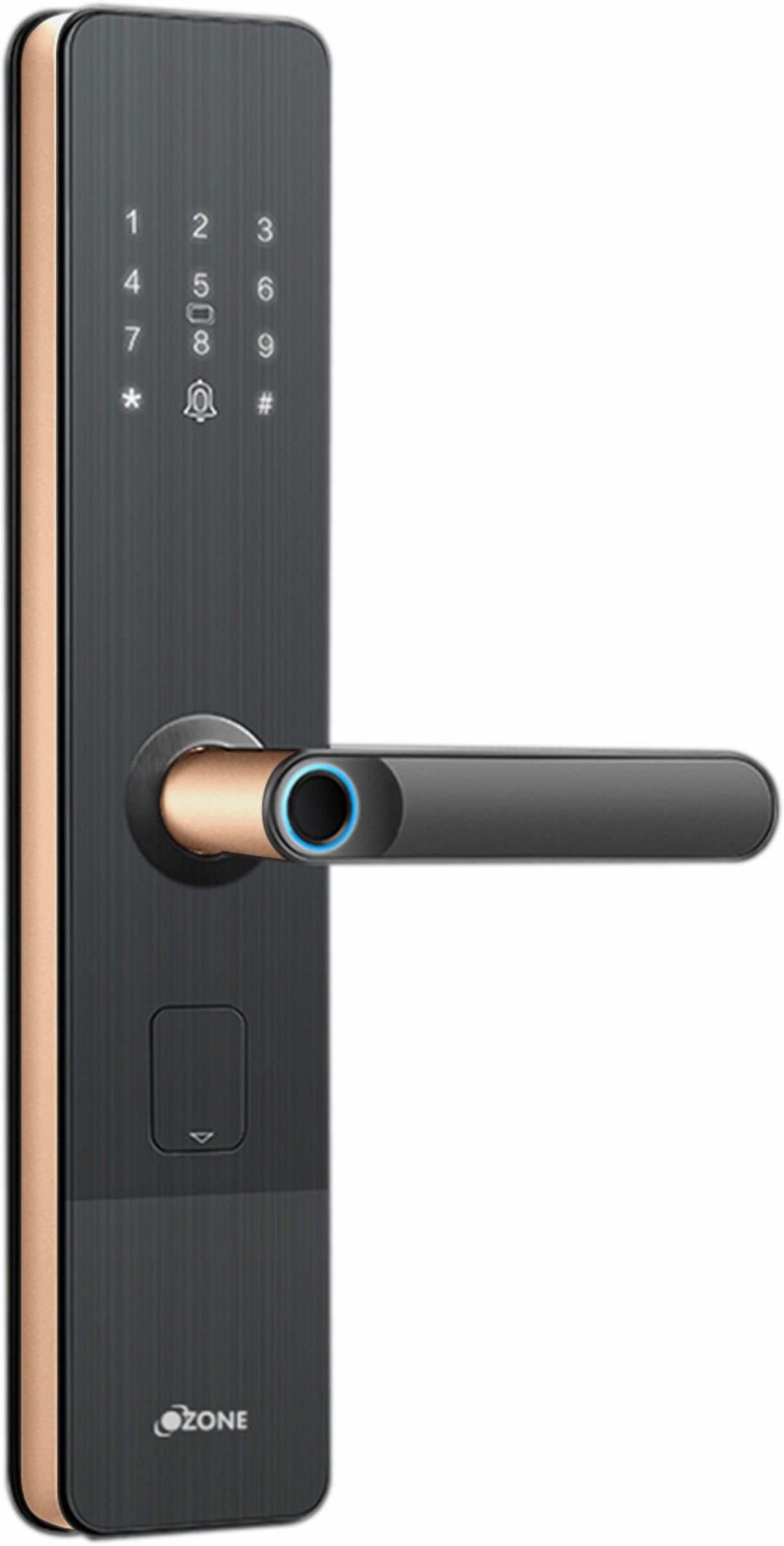 OZONE Smart External Door Lock for Wooden & Metal Doors with 5-way Access Mobile App:: Fingerprint:: Password:: RFID Card and Emergency Key | Rose Gold Smart Door Lock-image-48