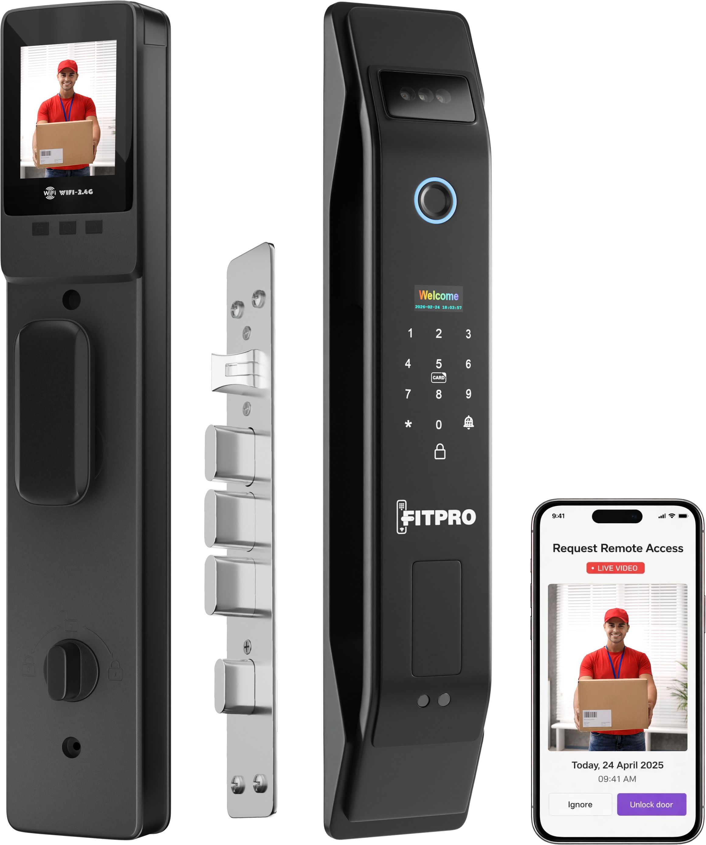 Fitpro Astra Prime Camera Unlock 7-Way Smart Door Lock Fingerprint WiFi RFID Key Smart Door Lock-image-4