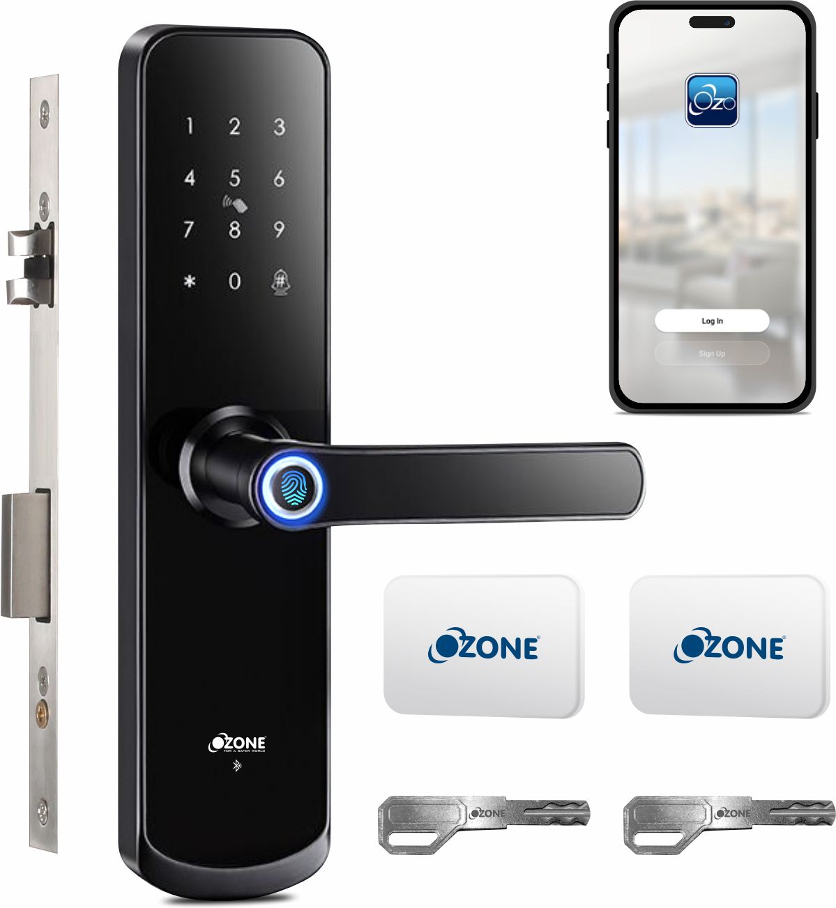 OZONE Smart Wi-Fi Lock for Wooden & Metal Doors, 4-Way Access, OzoLife App, Fingerprint, Password, RFID Card, 35-80 mm Door Thickness, Free Installation, 2 Years Warranty Smart Door Lock-image-2