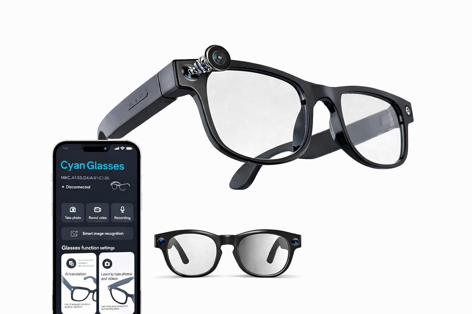 keeva AI Camera Smart Glasses, 8MP, HD, Photo & Video, Bluetooth, Voice Translation-image-1
