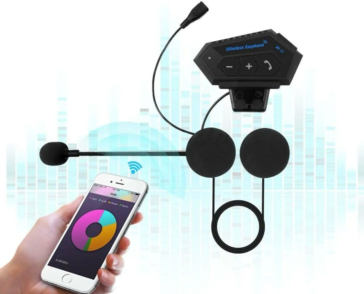 WIFTON Motorcycle Bluetooth Intercom Headset with HD Mic & Wireless On-Ear Earphones Smart Headphones-image-24