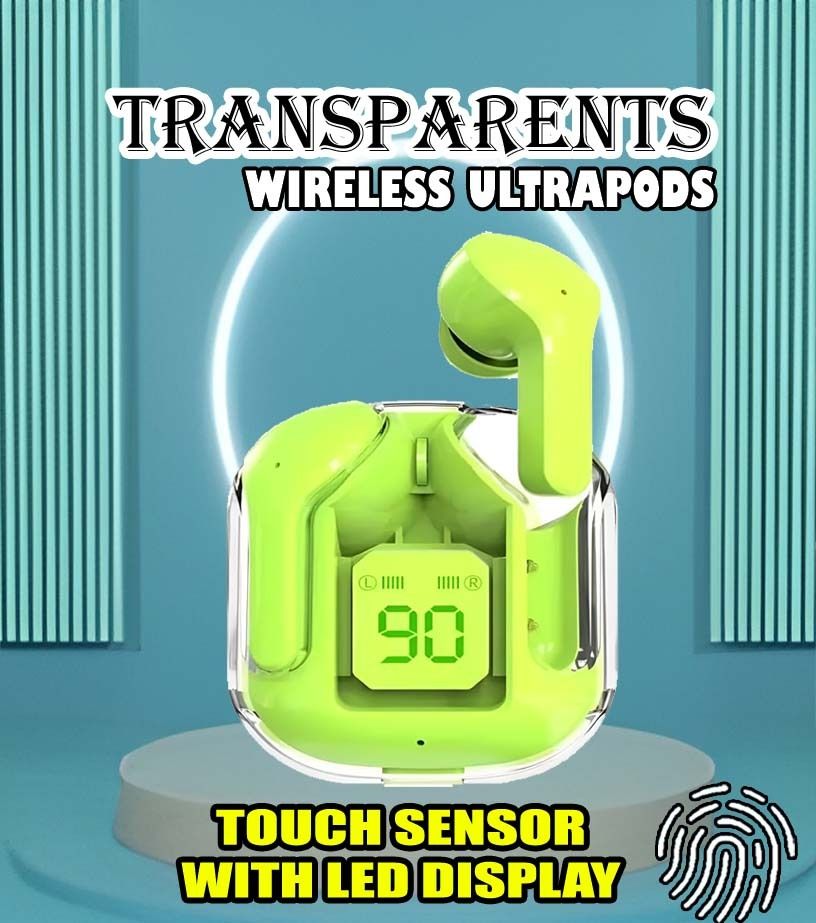 crecro Ultrapod Bluetooth Earbuds Headset Crystal Transparent Design,LED Display BU80 Smart Headphones-image-41