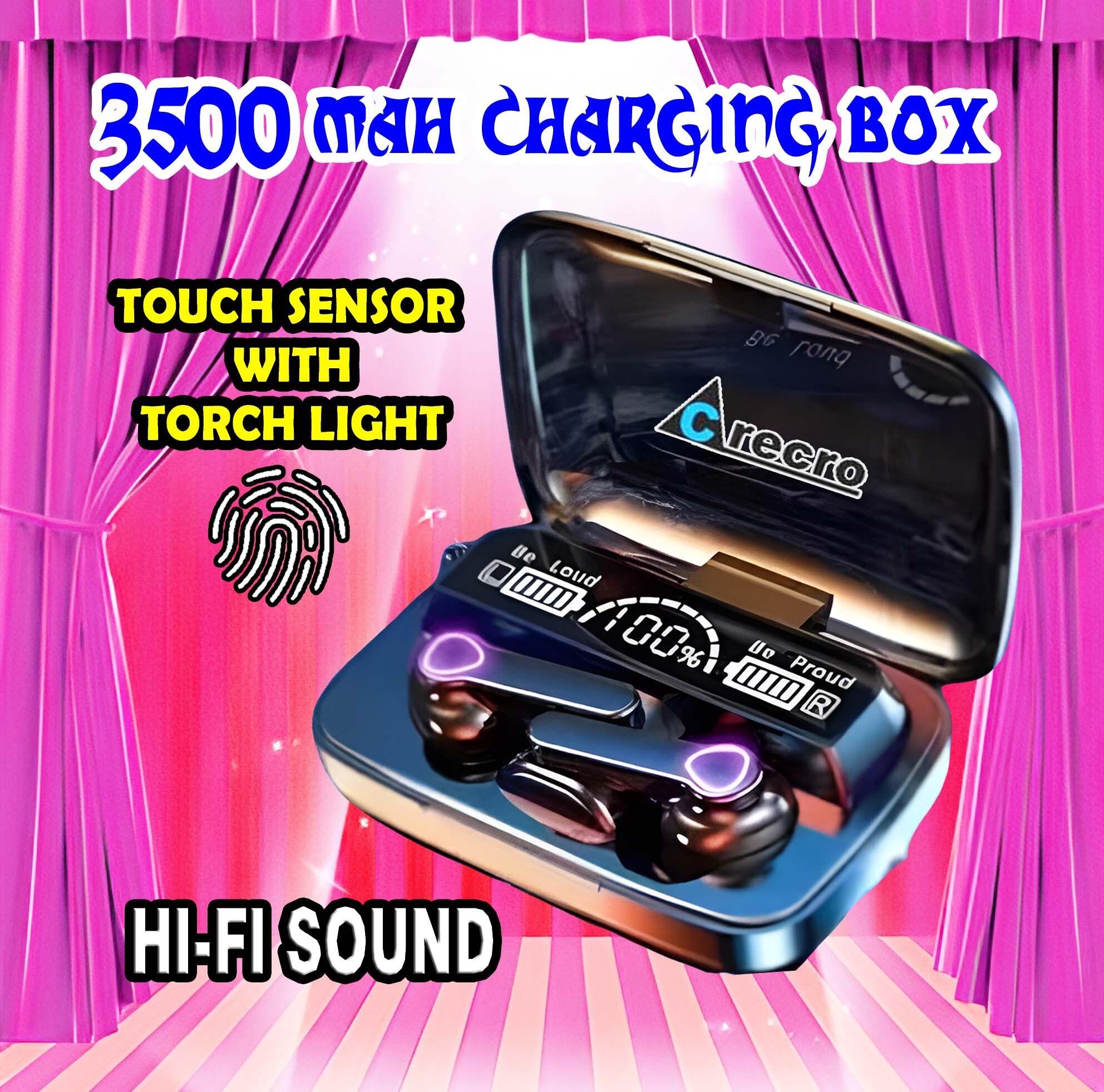 crecro M19 Bluetooth Headphone 5.1 Wireless Bluetooth Headset (Black, True Wireles) A74 Smart Headphones