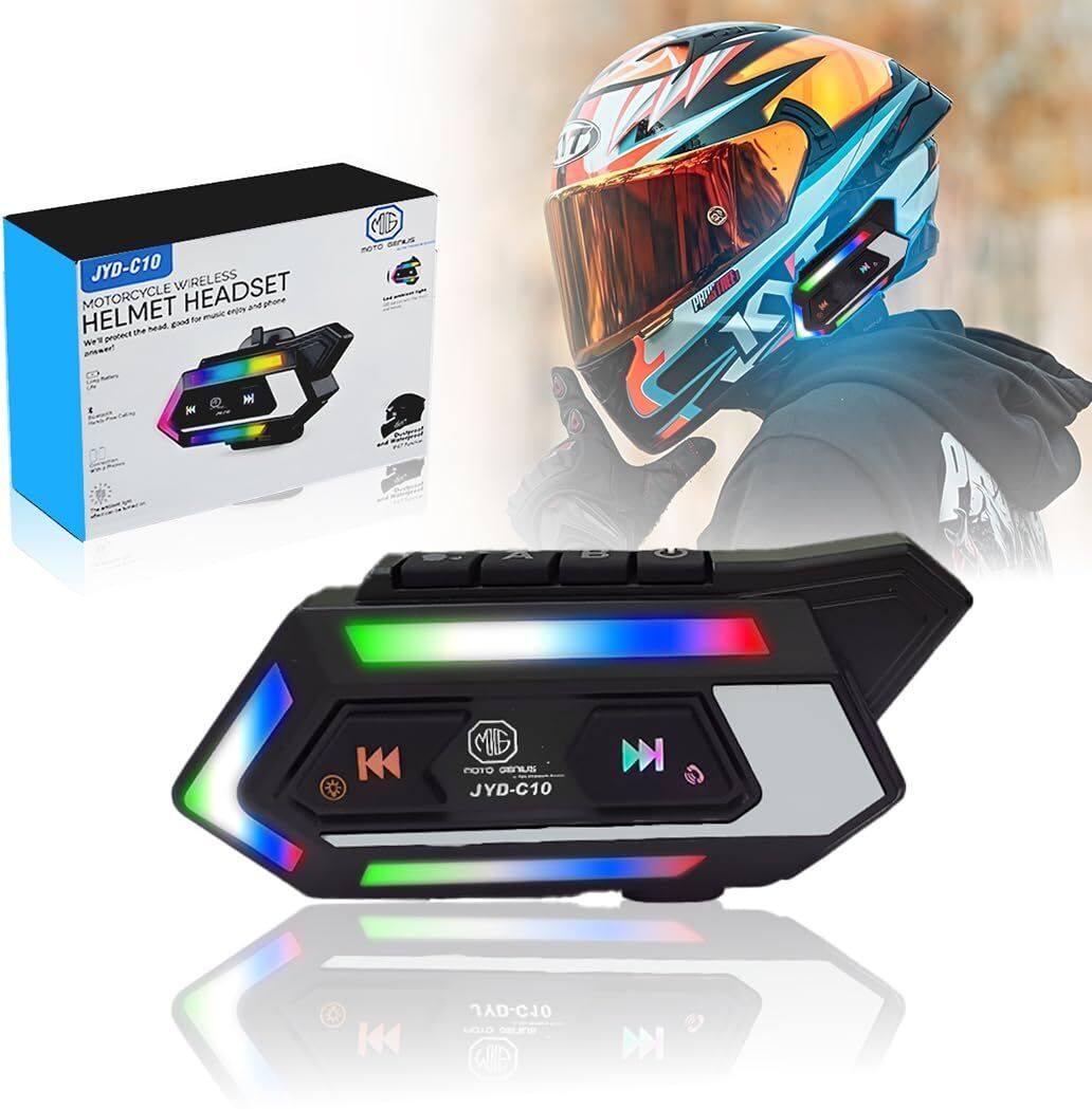 MOTO GENIUS JYD-C10 Helmet Bluetooth Headset with Mic and Dual Earphones Smart Headphones-image-10