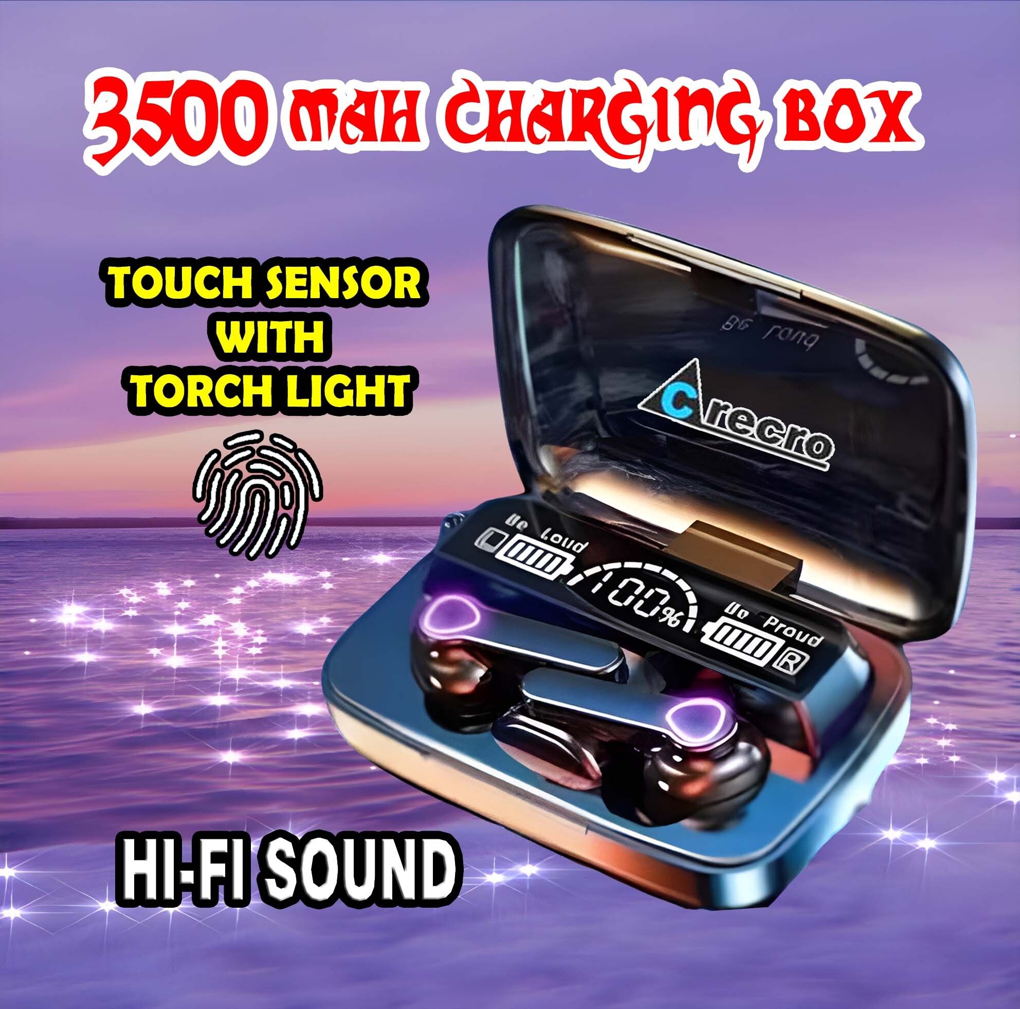 crecro M19 Bluetooth Headphone 5.1 Wireless Bluetooth Headset (Black, True Wireles) A68 Smart Headphones