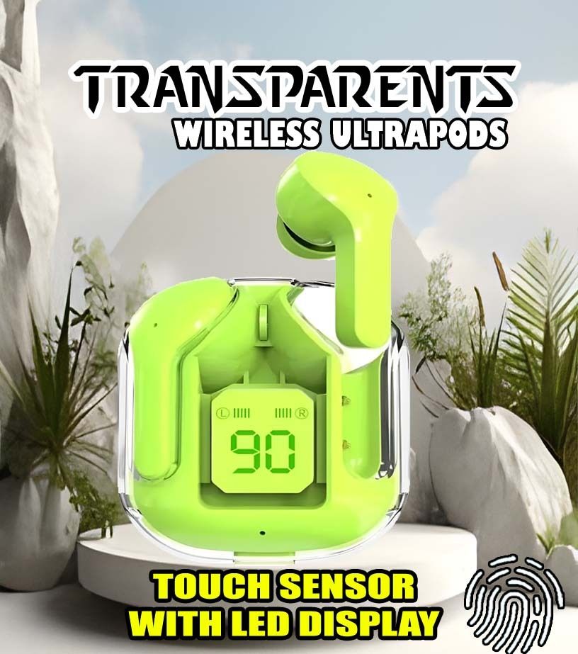 crecro Ultrapod Bluetooth Earbuds Headset Crystal Transparent Design,LED Display BU40 Smart Headphones-image-37