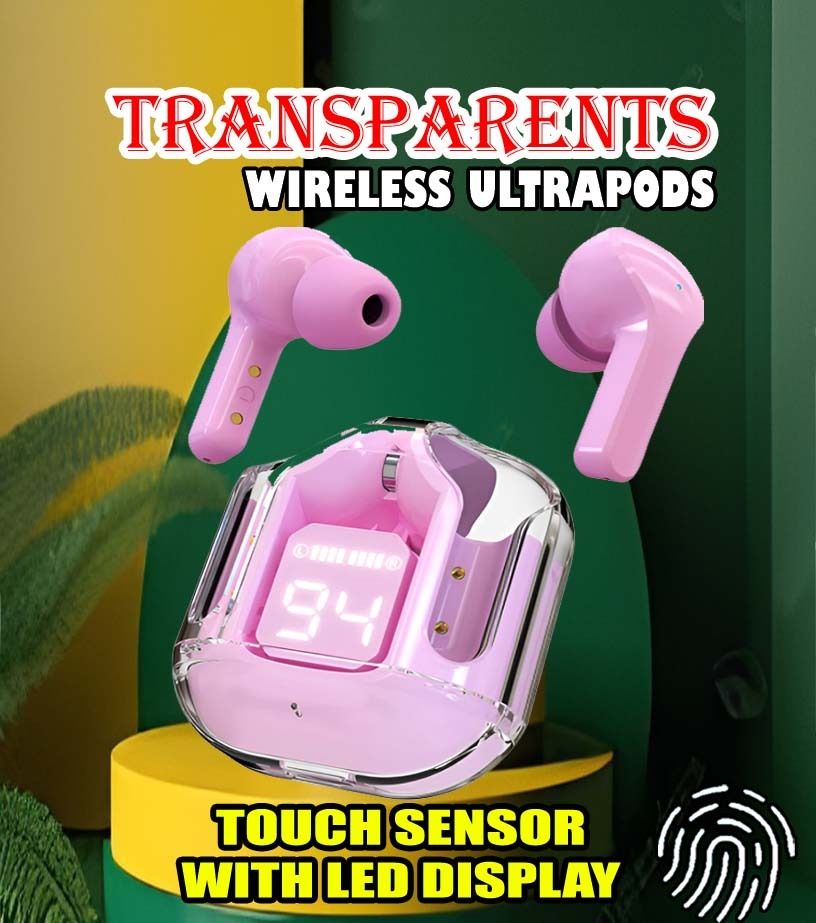 crecro Ultrapod Bluetooth Earbuds Headset Crystal Transparent Design,LED Display W88 Smart Headphones-picture-24