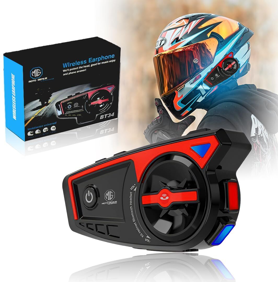 MOTO GENIUS BT34 5.3 Motorcycle Helmet Headset, IP65 Waterproof Wireless Headphones Smart Headphones-image-15