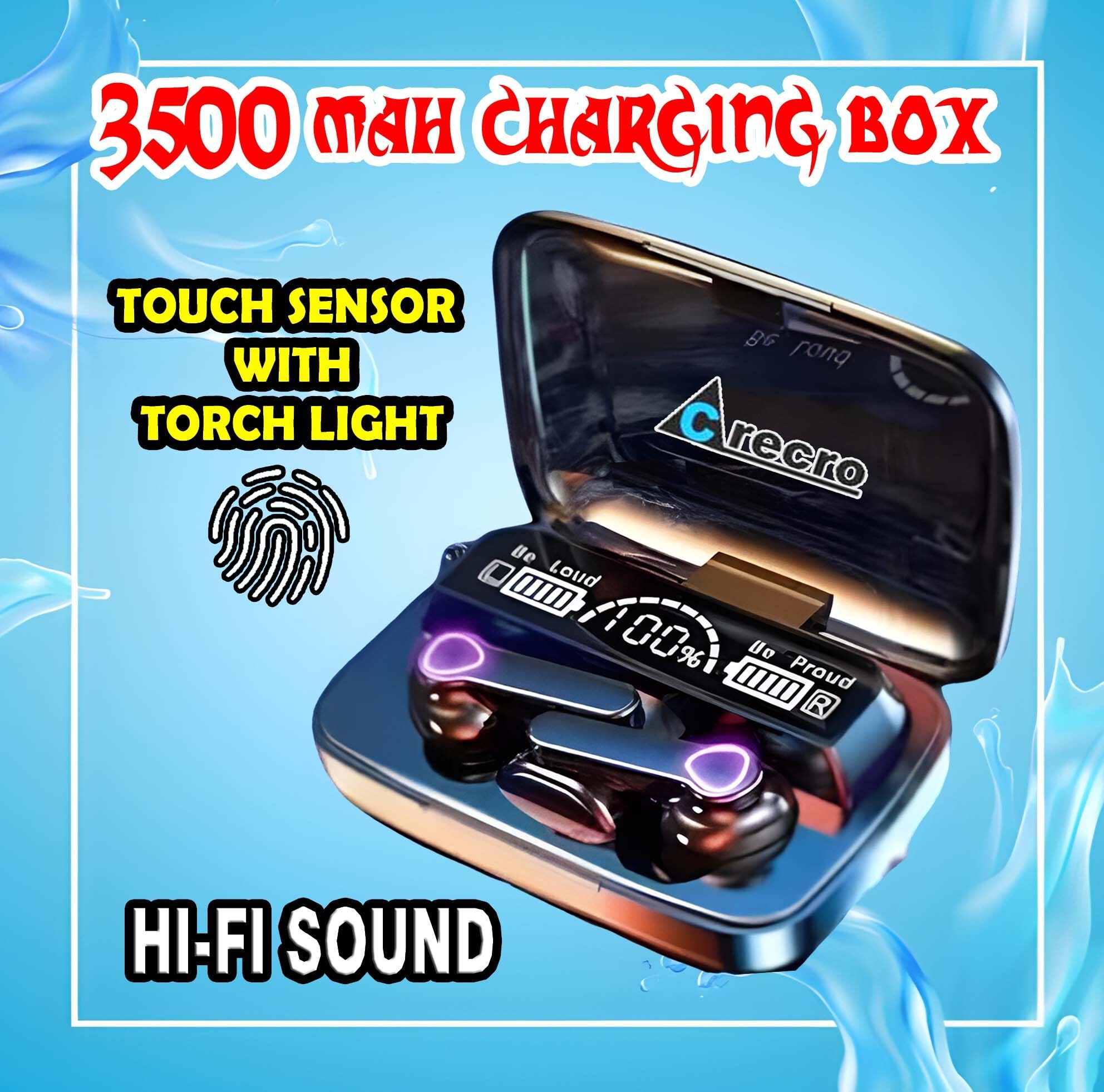 crecro M19 Bluetooth Headphone 5.1 Wireless Bluetooth Headset (Black, True Wireles) A77 Smart Headphones