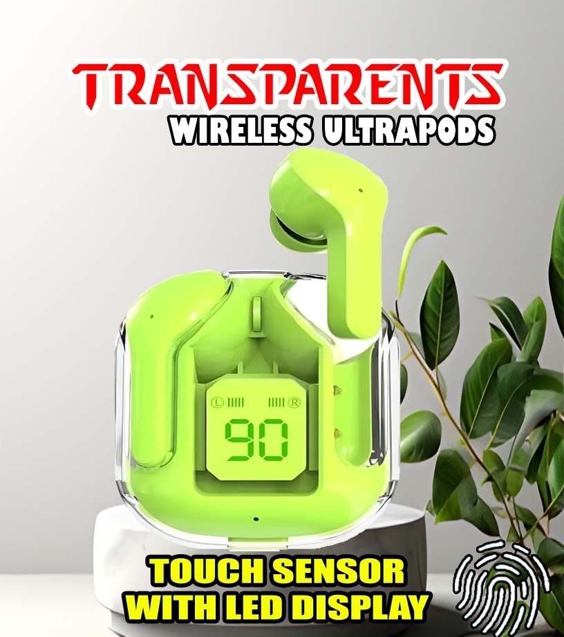crecro Ultrapod Bluetooth Earbuds Headset Crystal Transparent Design,LED Display BU50 Smart Headphones-image-31