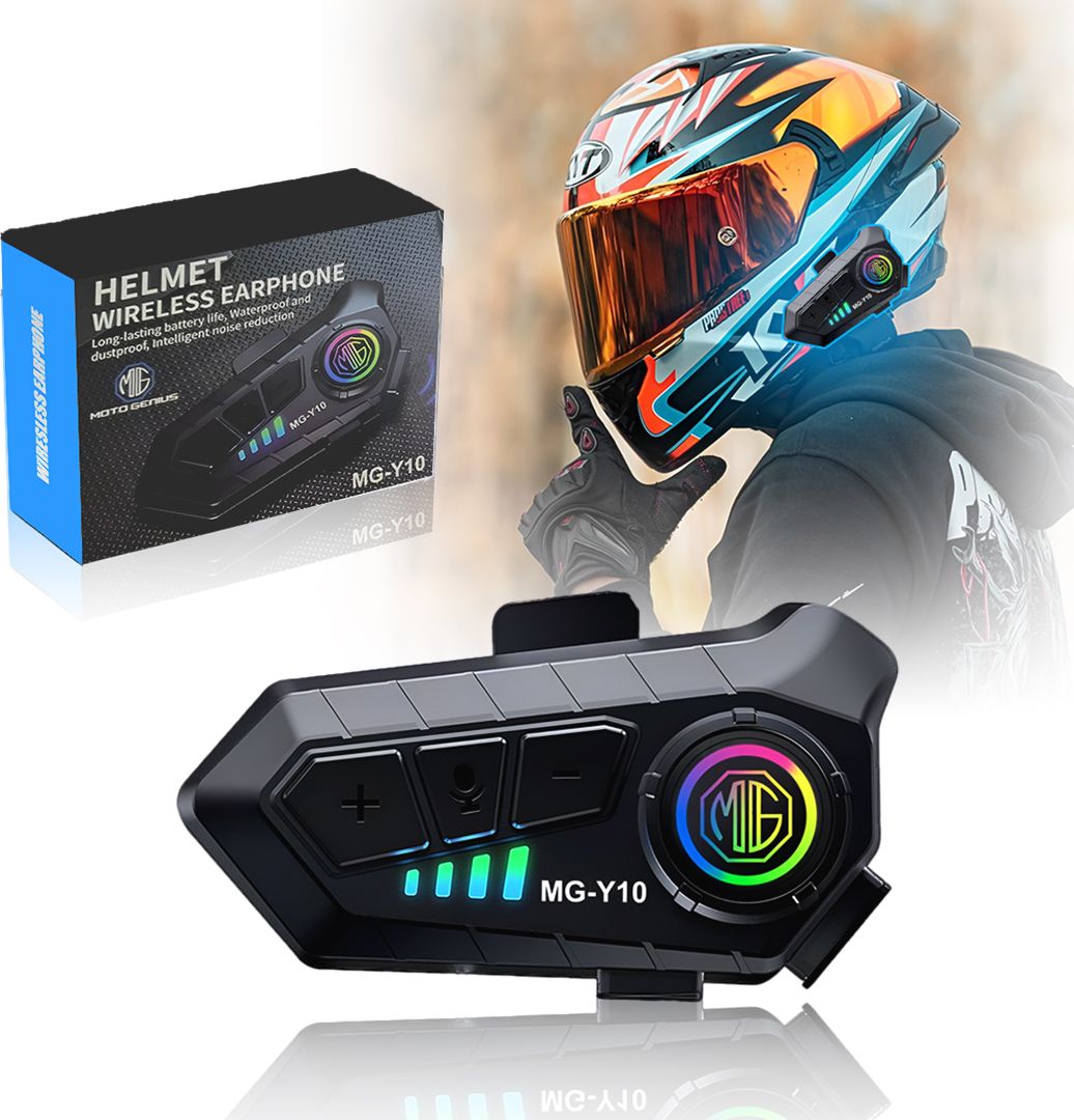 MOTO GENIUS Y10 Bluetooth Helmet Headset |Waterproof | Noise Cancelling | Calls & Music Smart Headphones-image-12