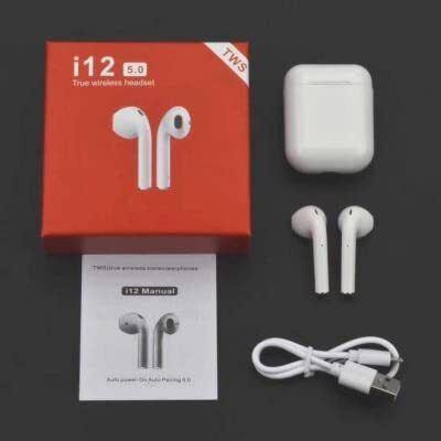 wishmechstore i12 TWS 5.0 Earphones Wireless Bluetooth Latest Headset with mic , Charging Case Smart Headphones