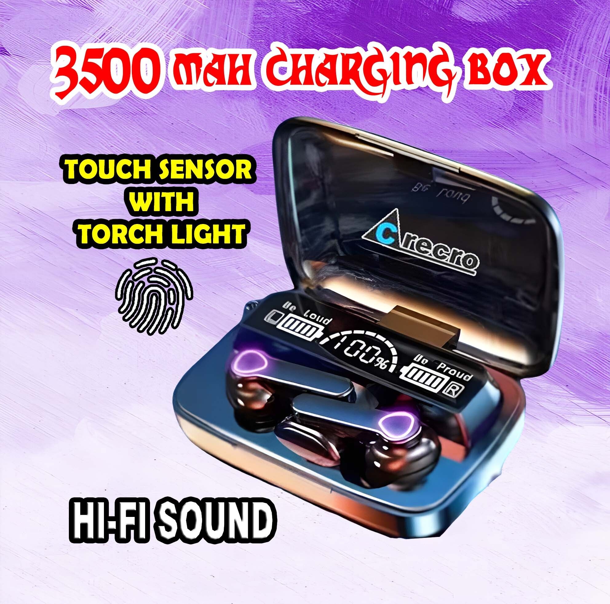 crecro M19 Bluetooth Headphone 5.1 Wireless Bluetooth Headset (Black, True Wireles) A87 Smart Headphones