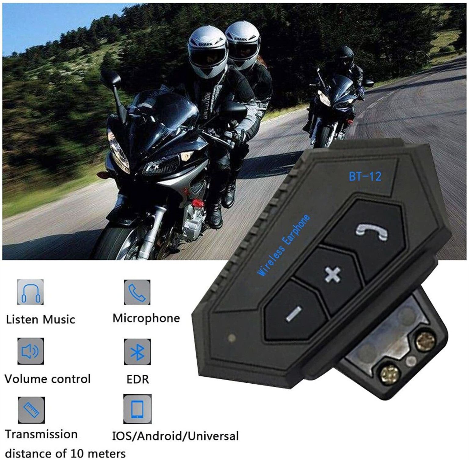 Voltegic Bluetooth Headset for Motorcycle Helmet with High Fidelity Sound & Mic Smart Headphones-image-15