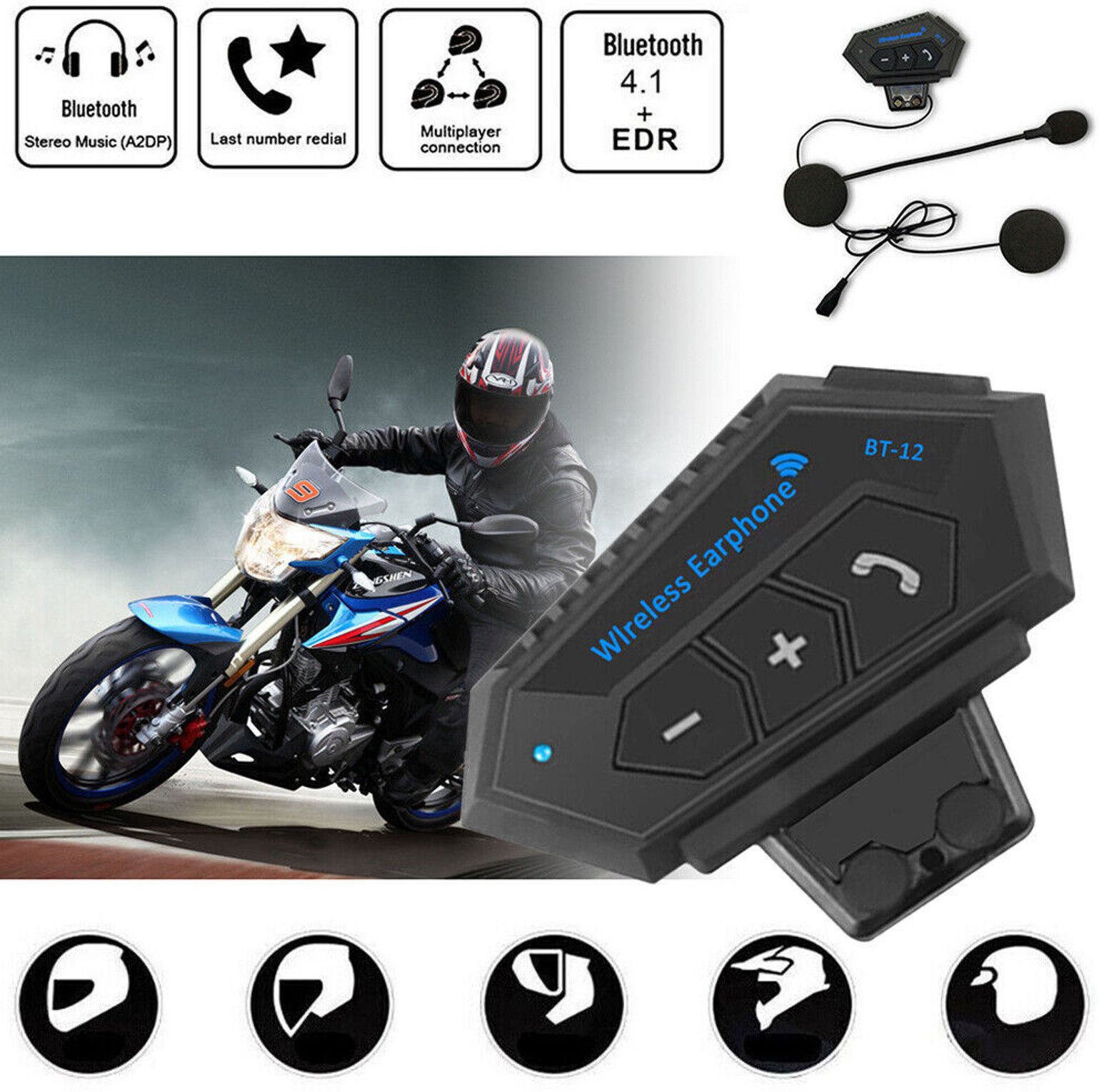 WIFTON Helmet Bluetooth Earphones for Bike Riders with Long Battery Life & HD Calls Smart Headphones-picture-11