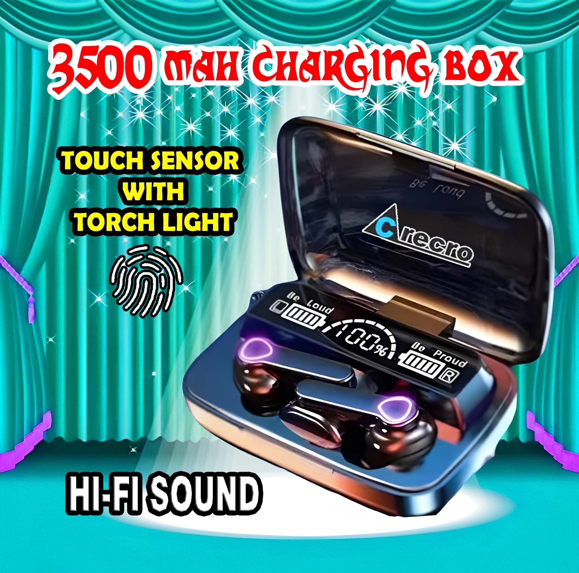 crecro M19 Bluetooth Headphone 5.1 Wireless Bluetooth Headset (Black, True Wireles) A62 Smart Headphones