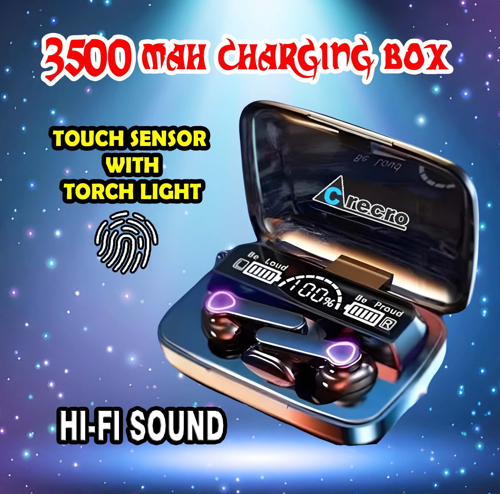 crecro M19 Bluetooth Headphone 5.1 Wireless Bluetooth Headset (Black, True Wireles) A64 Smart Headphones