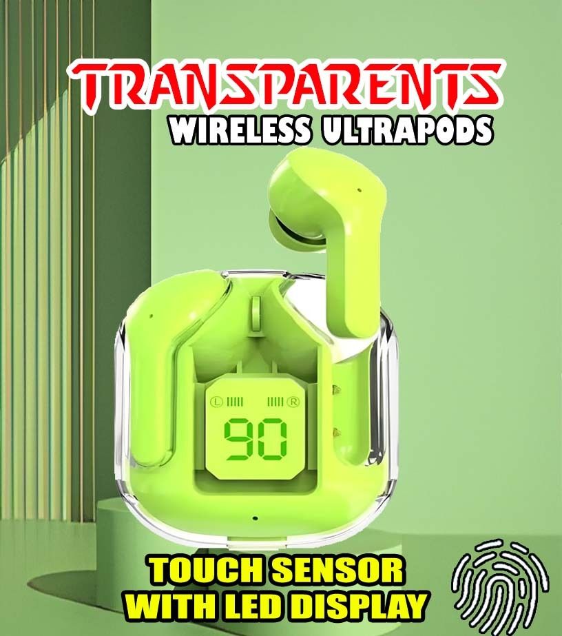 crecro Ultrapod Bluetooth Earbuds Headset Crystal Transparent Design,LED Display BU10 Smart Headphones-image-28