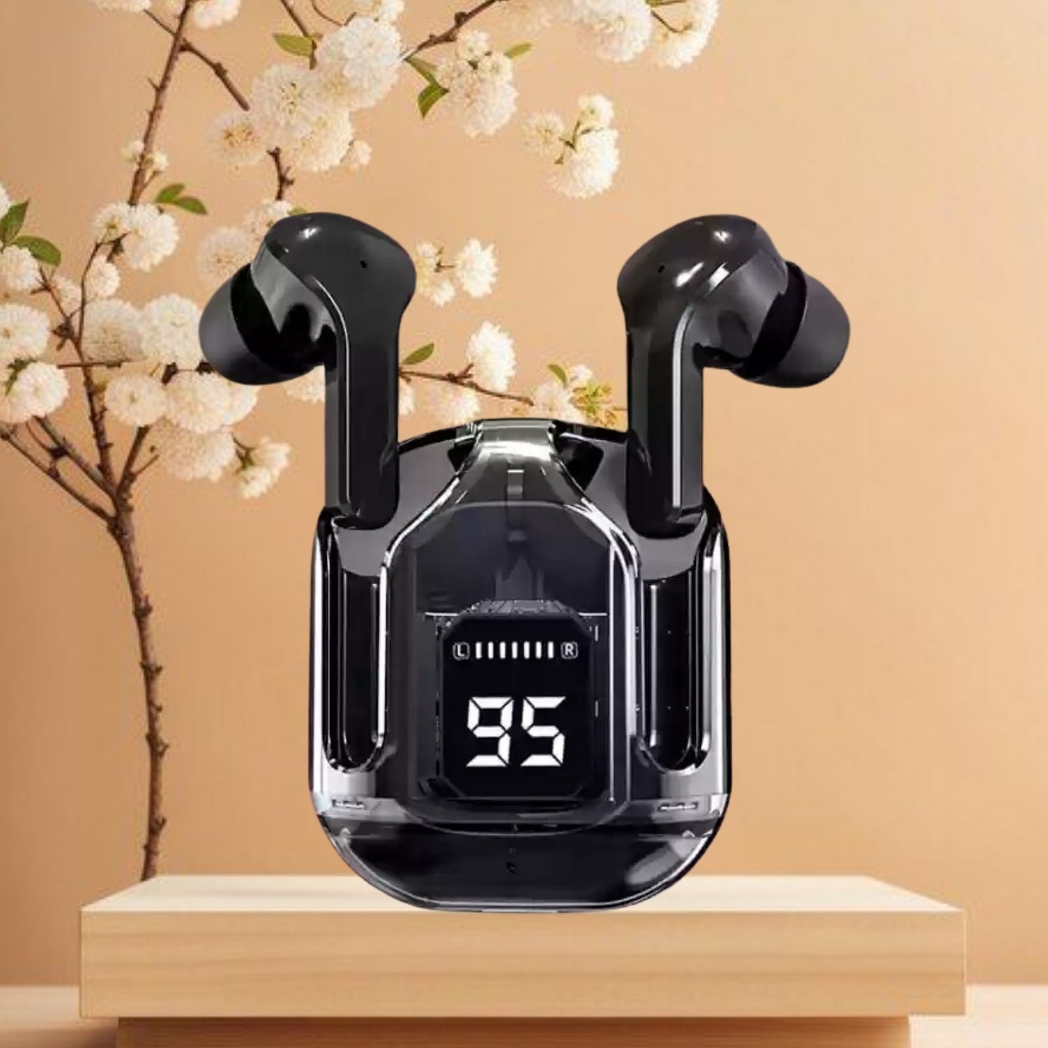 WristHive Max UltraPods (Wireless Earbuds) Transparent Charging Case, Digital Display W120 Smart Headphones-image-25