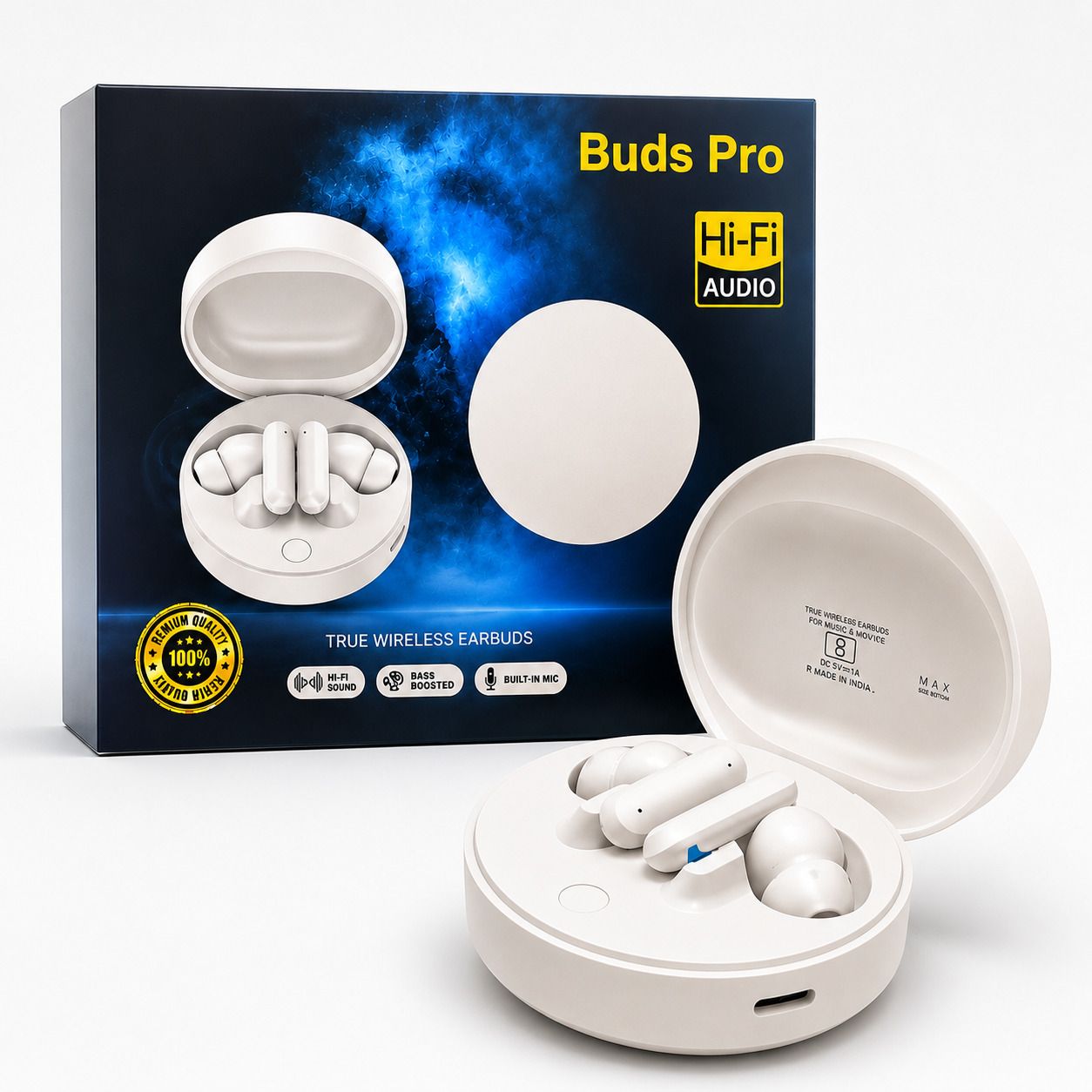Rivo Wireless bluetooth TWS Earbuds Touch Control Deep Bass HD Sound White 30 Smart Headphones-picture-41