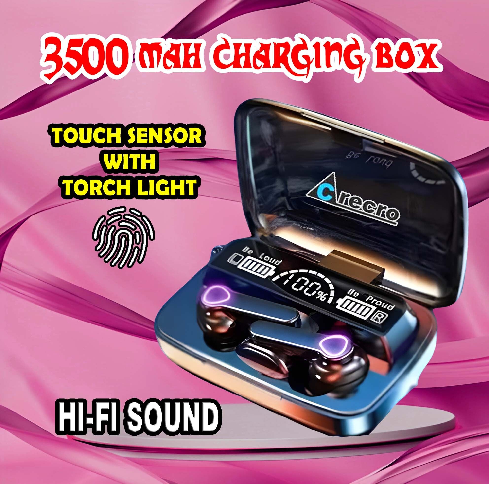 crecro M19 Bluetooth Headphone 5.1 Wireless Bluetooth Headset (Black, True Wireless) A7 Smart Headphones